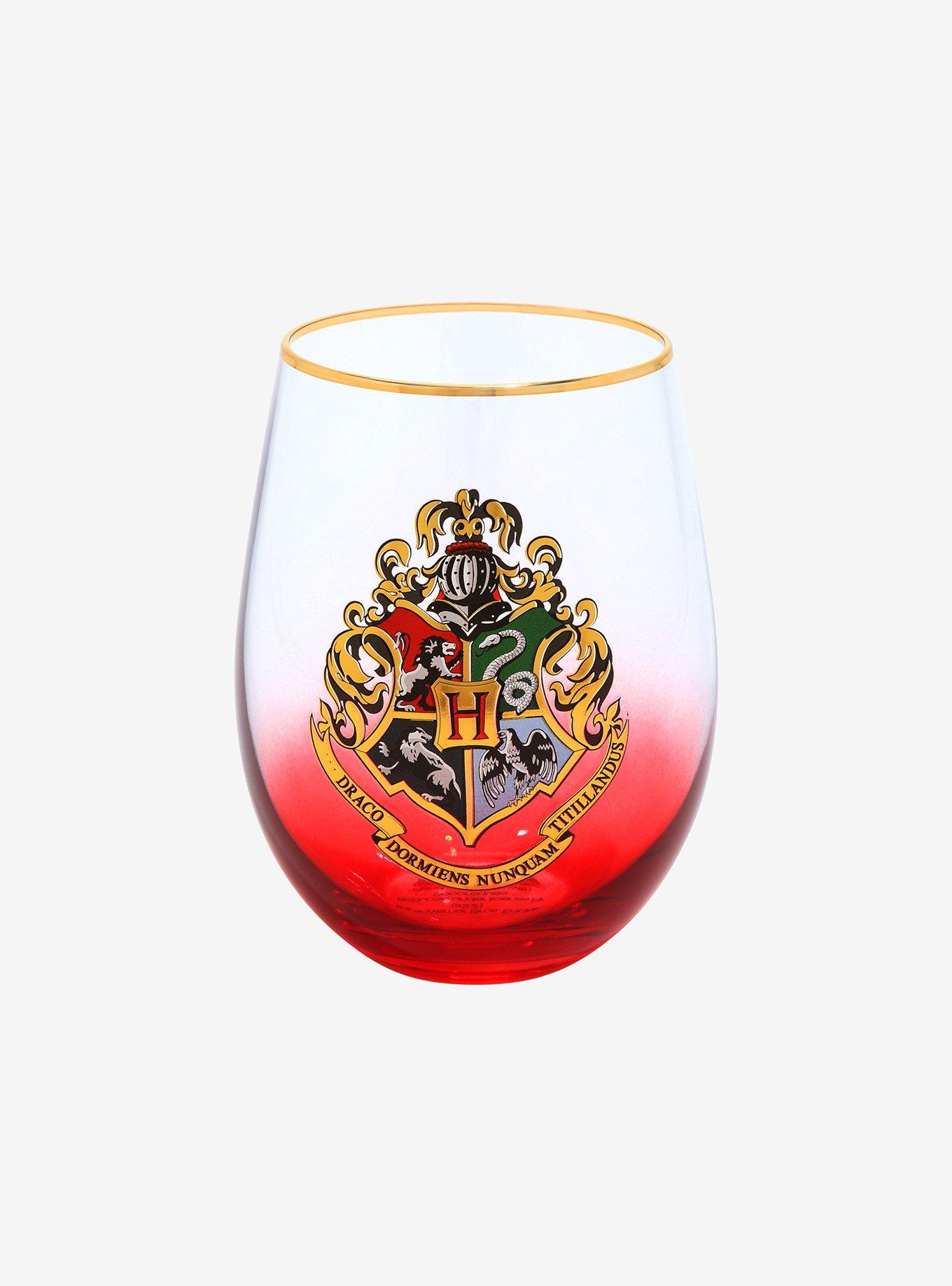 Harry Potter Hogwarts House Crests 12-Ounce Stemless Wine Glasses Set of 4