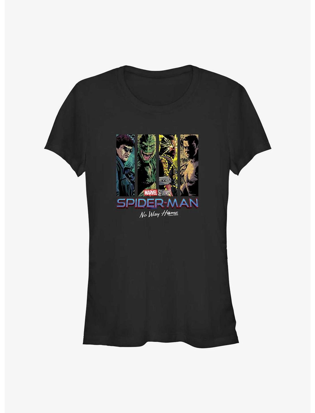 Marvel Spider-Man: No Way Home Villain Panels Girls T-Shirt, BLACK, hi-res