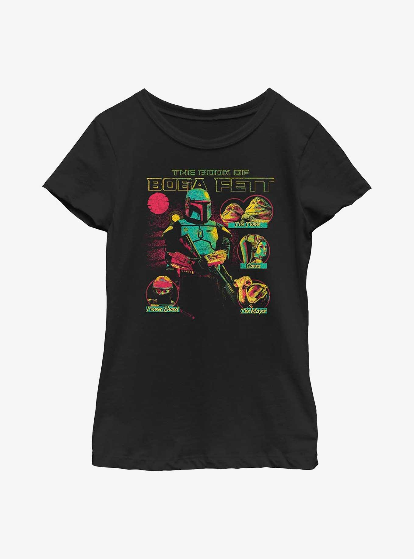 Star Wars Book Of Boba Fett Character Circles Youth Girls T-Shirt, , hi-res