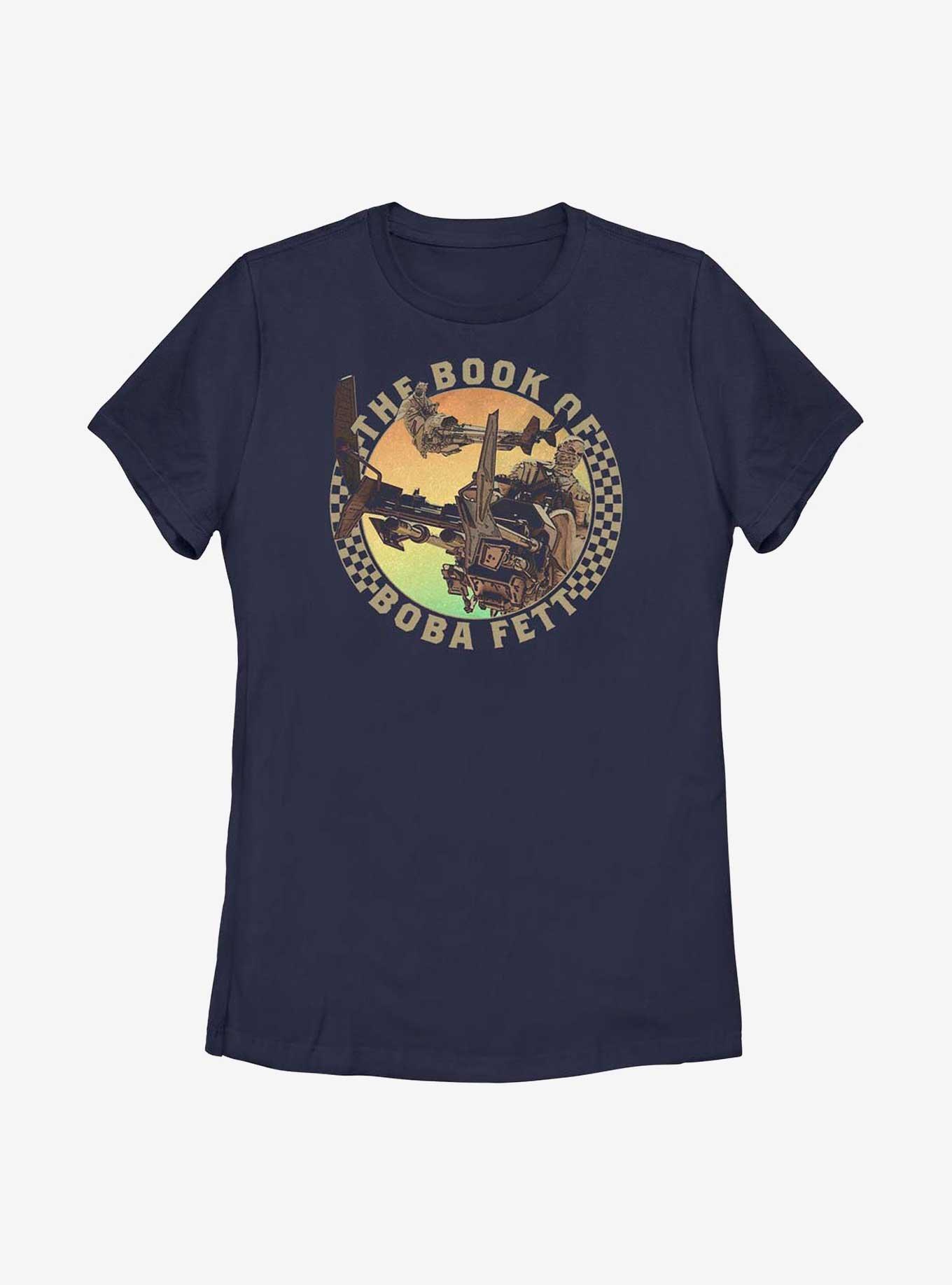 Star Wars Book Of Boba Fett Tusken Raider Speeder Bike Womens T-Shirt, NAVY, hi-res