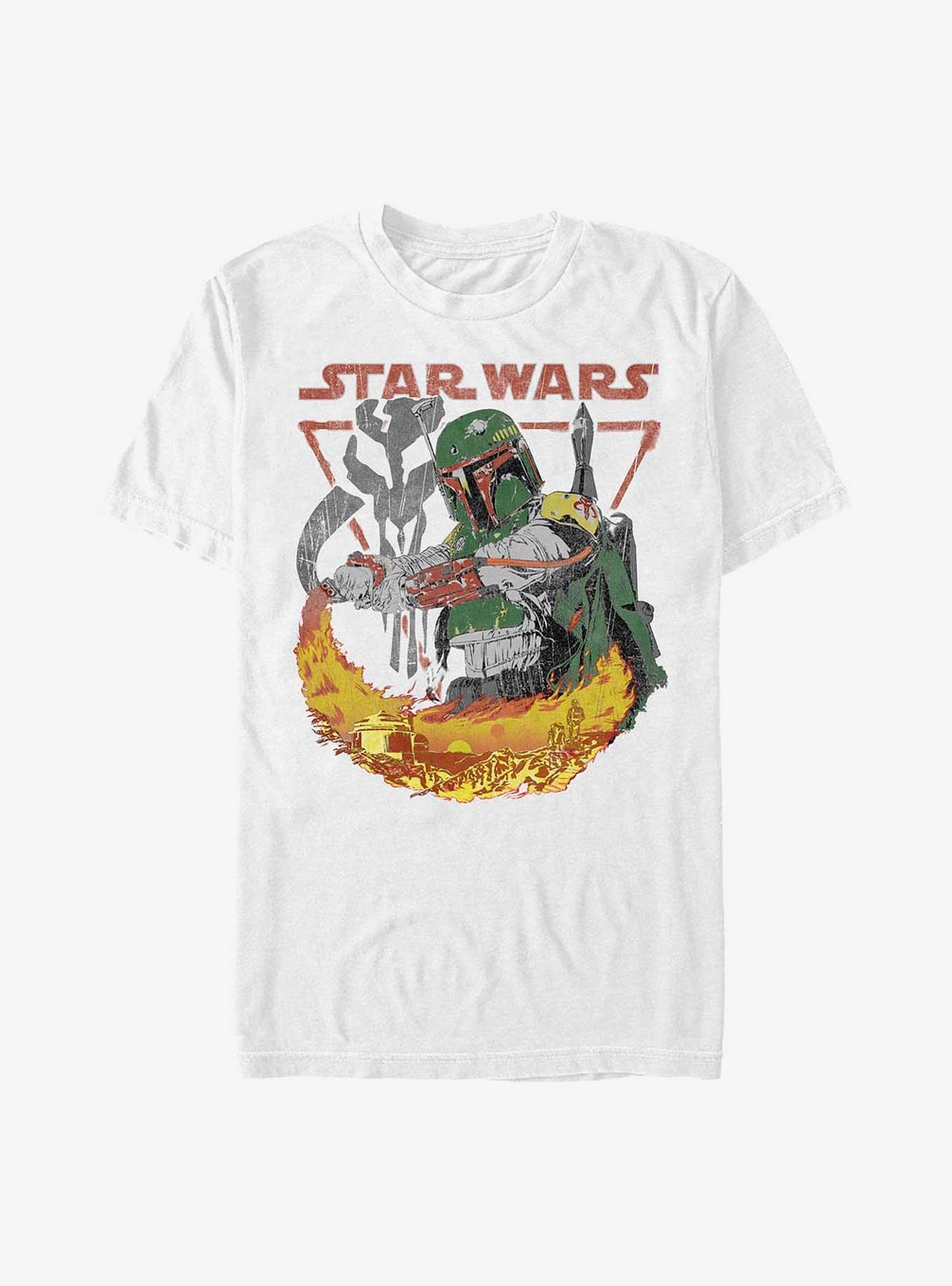 Star Wars Boba Fett Flamethrow Scene T-Shirt, WHITE, hi-res