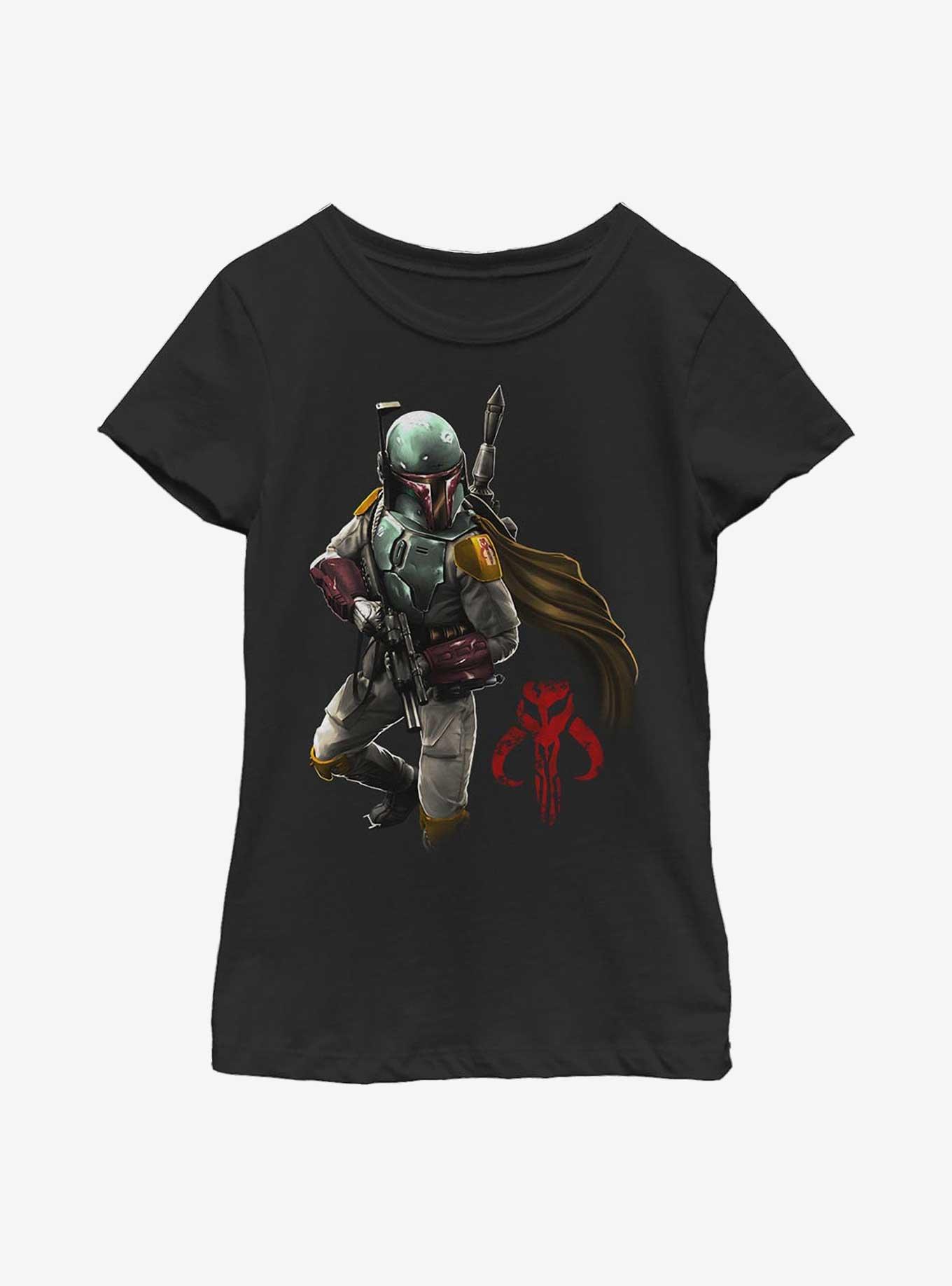 Star Wars Mandalorian Warrior Boba Fett Youth Girls T-Shirt, BLACK, hi-res