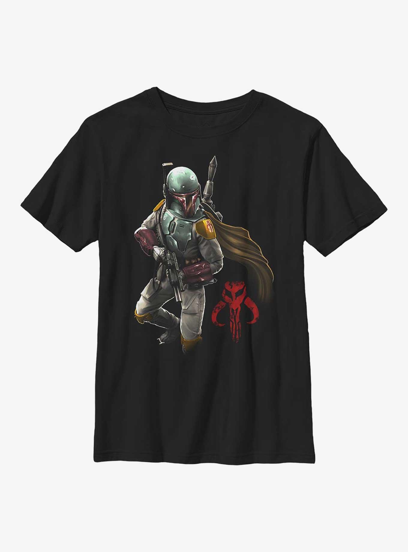 Star Wars Mandalorian Warrior Boba Fett Youth T-Shirt, BLACK, hi-res