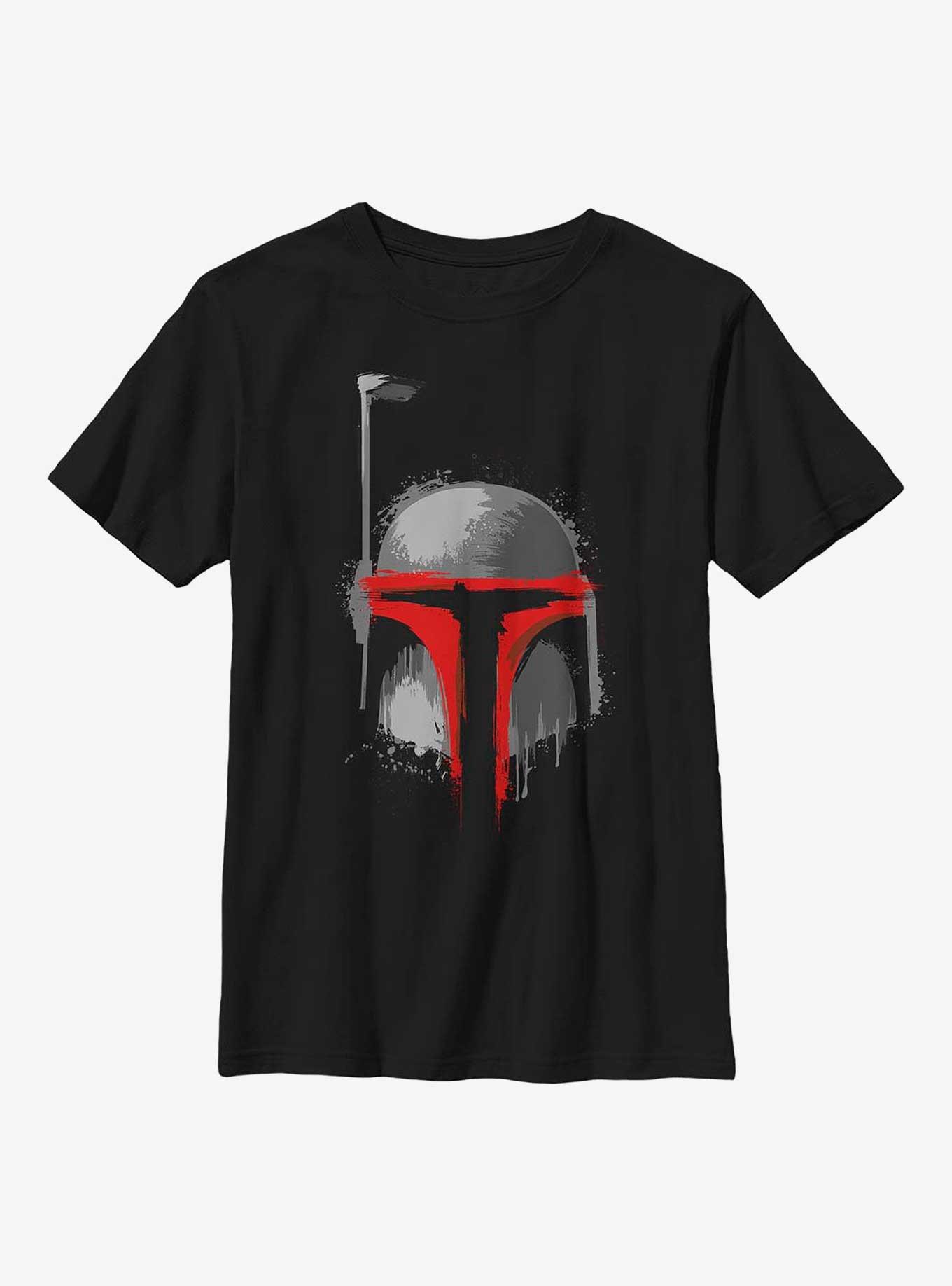 Star Wars Boba Fett Brush 02 Youth T-Shirt, BLACK, hi-res