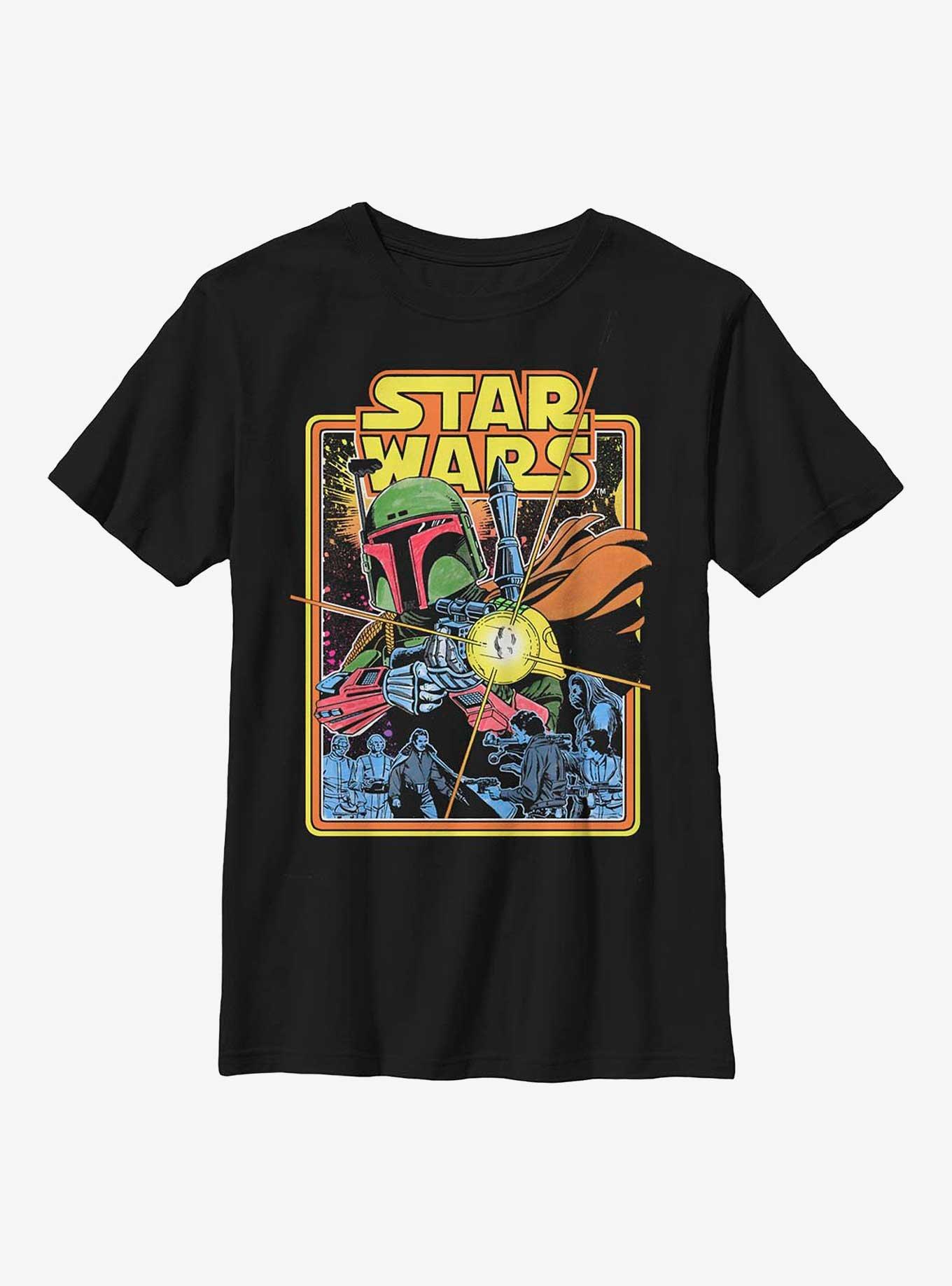 Star Wars Boba Fett Fires Youth T-Shirt, BLACK, hi-res