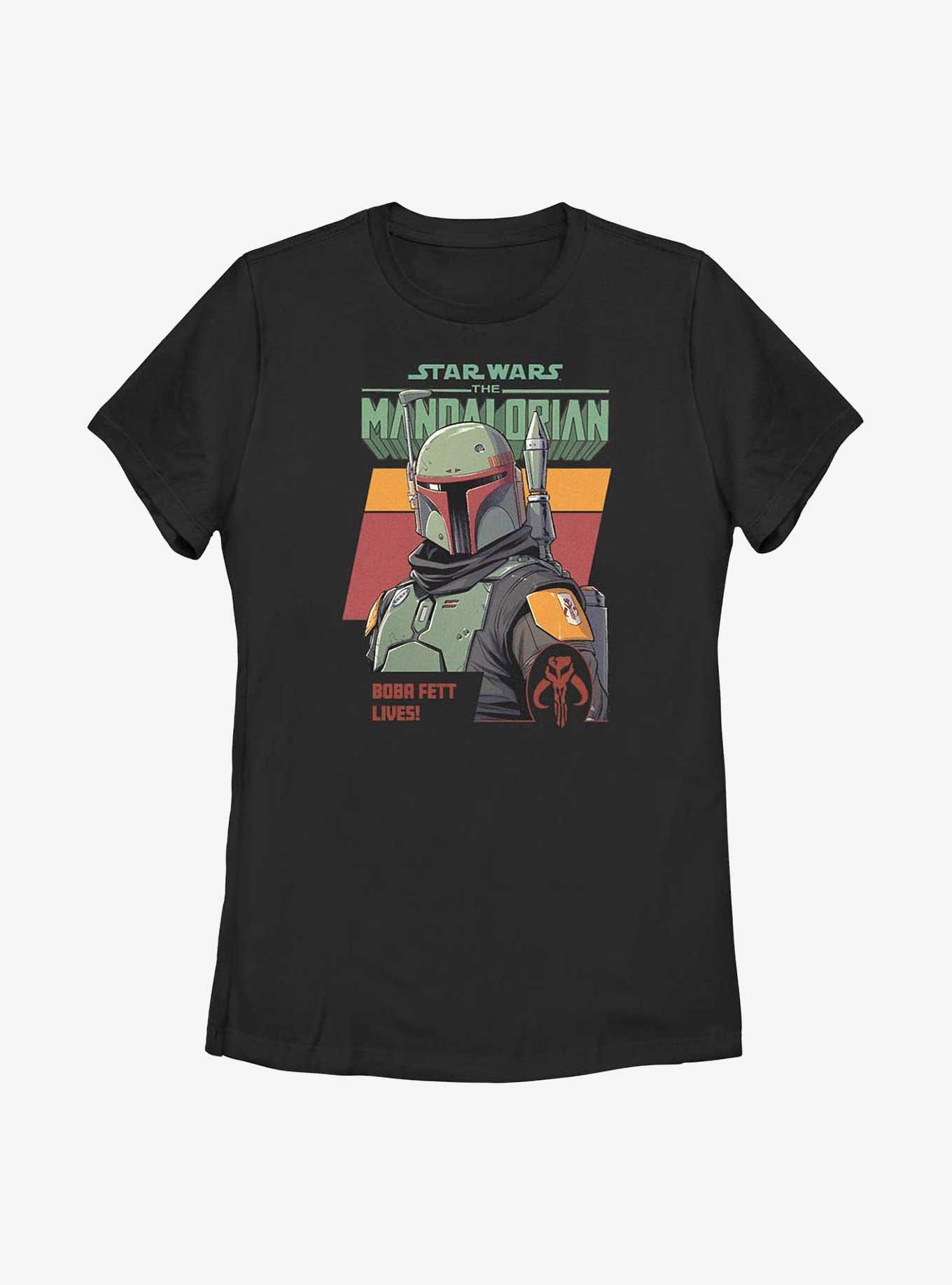 Star Wars The Mandalorian Boba Fett Lives Womens T-Shirt, BLACK, hi-res