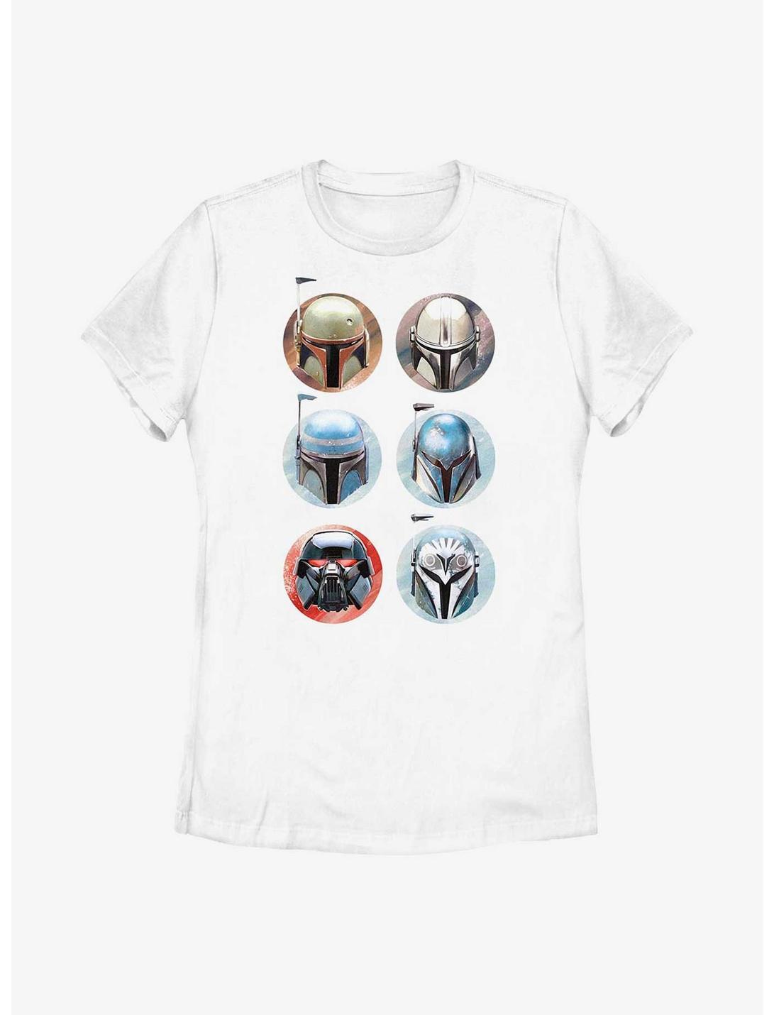 Star Wars The Mandalorian Bounty Hunter Helmets Womens T-Shirt, WHITE, hi-res