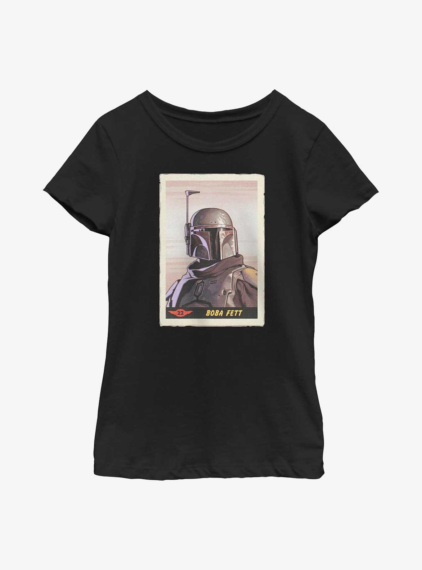 Star Wars The Mandalorian Fett Card Youth Girls T-Shirt, BLACK, hi-res