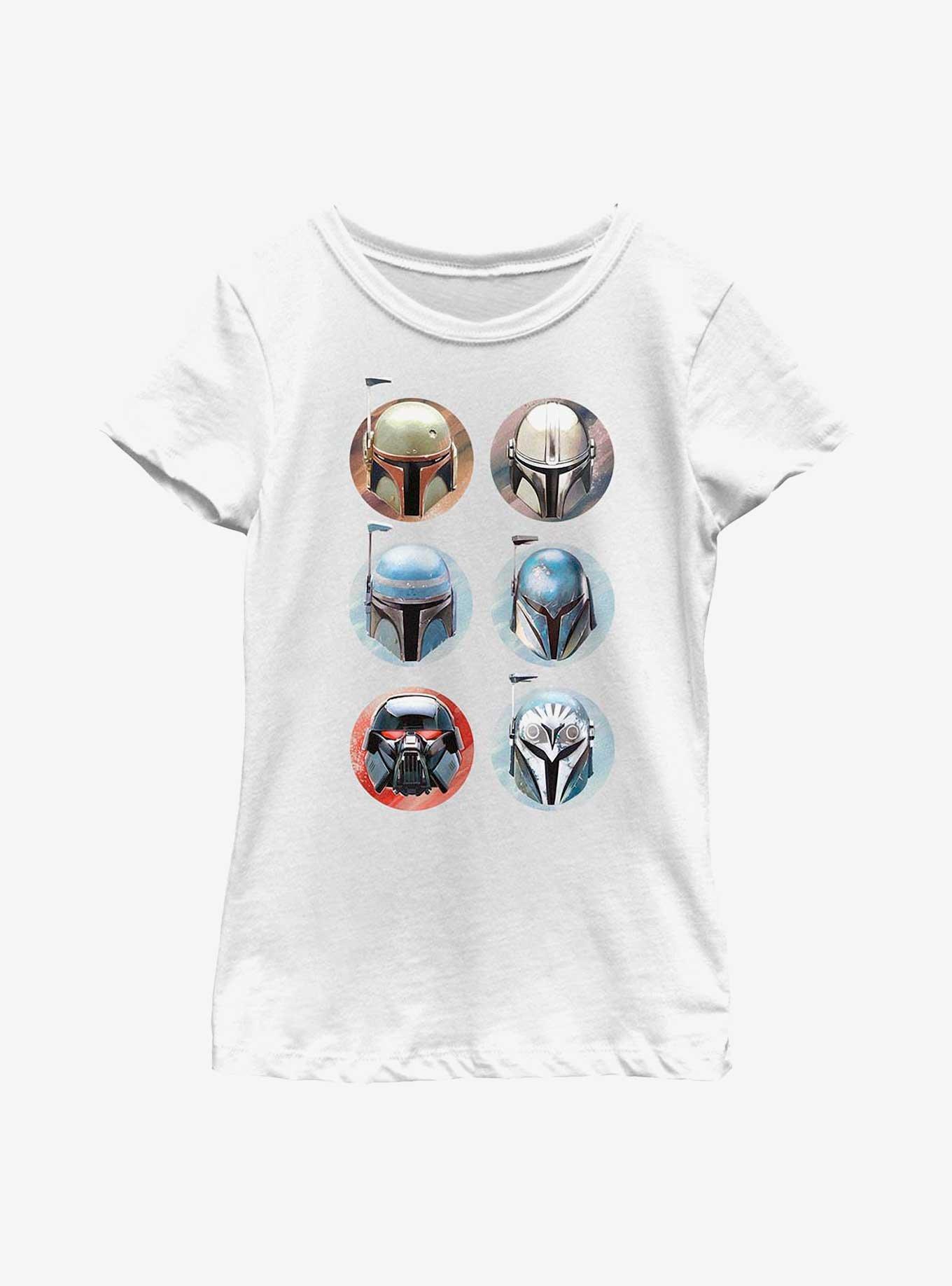 Star Wars The Mandalorian Bounty Hunter Helmets Youth Girls T-Shirt, , hi-res