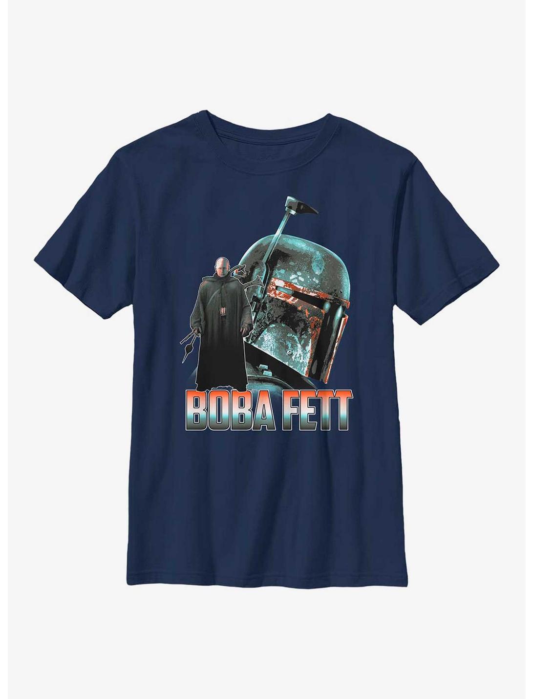 Star Wars The Mandalorian Boba Fett Tracking Youth T-Shirt, NAVY, hi-res