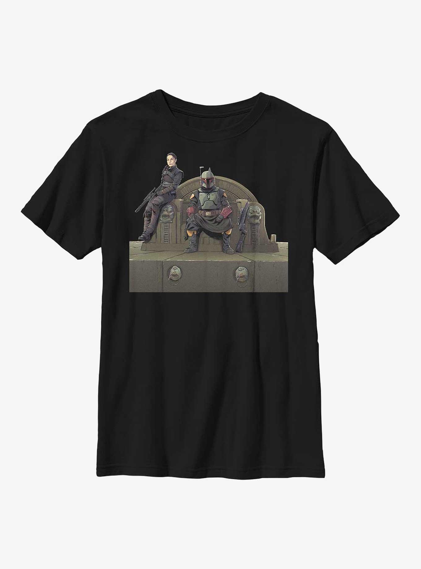 Star Wars The Mandalorian Throne Of Boba Fett Youth T-Shirt, BLACK, hi-res