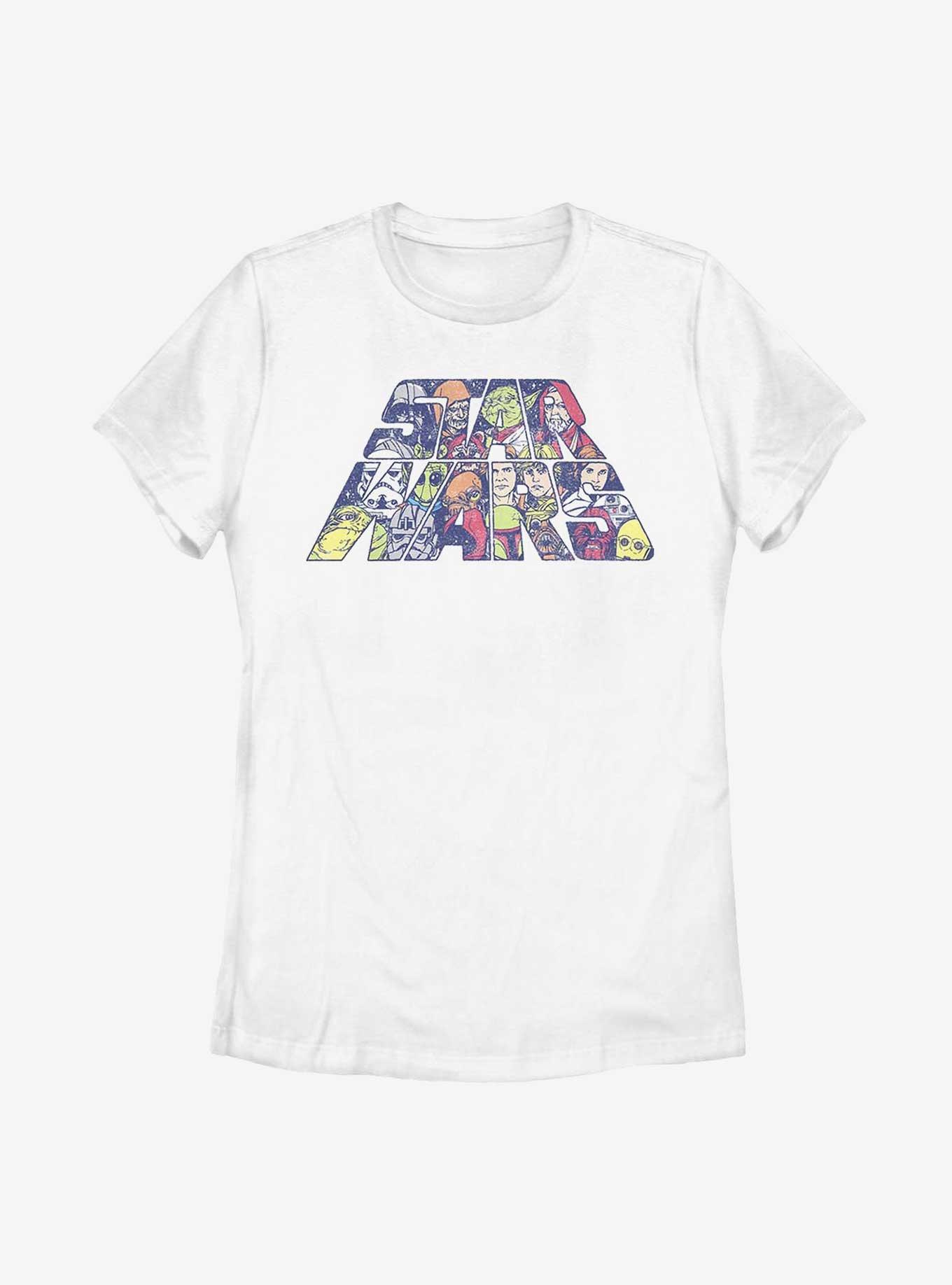 Star Wars Title Fill Characters Womens T-Shirt, WHITE, hi-res