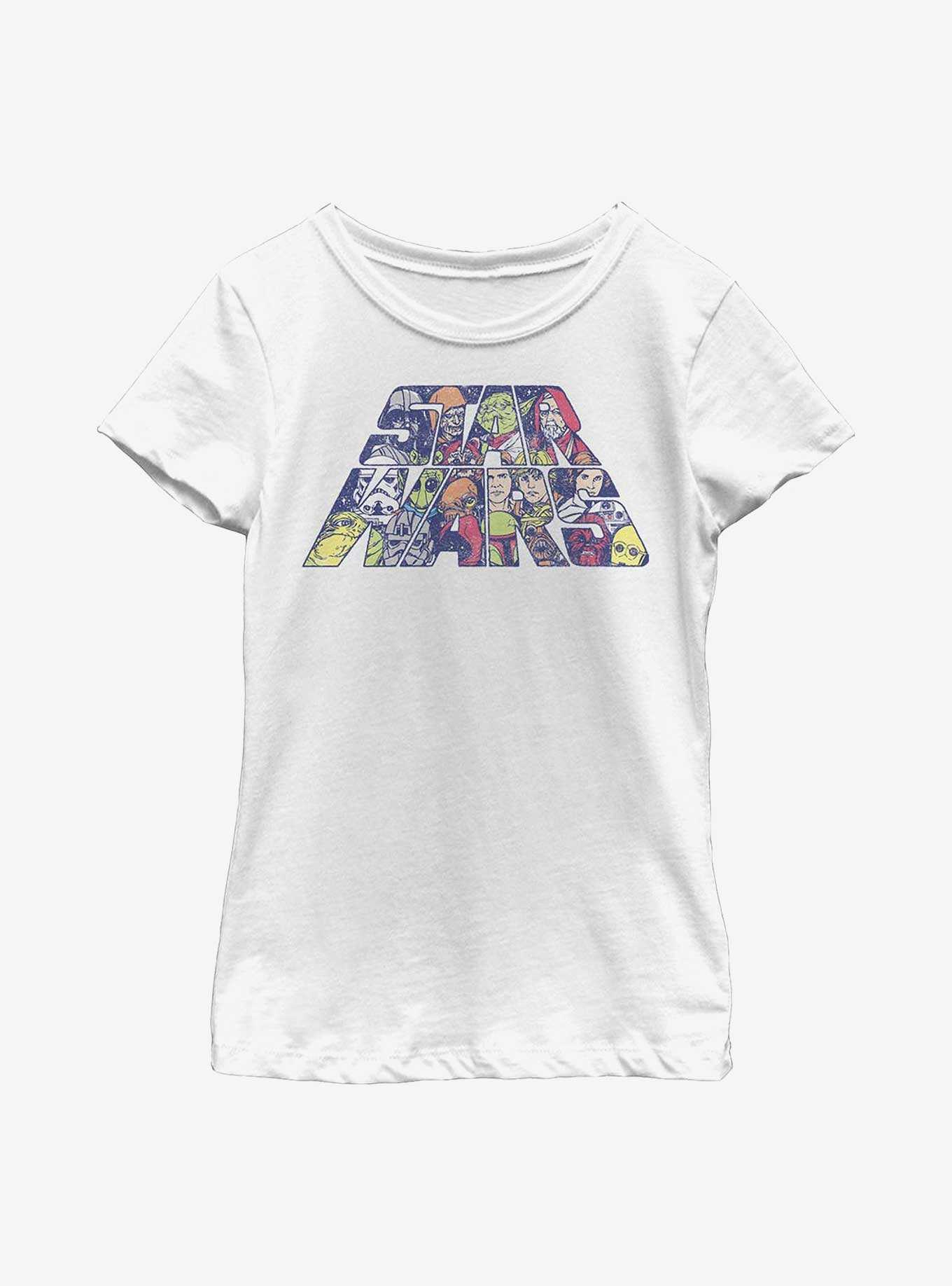 Star Wars Title Fill Characters Youth Girls T-Shirt, , hi-res