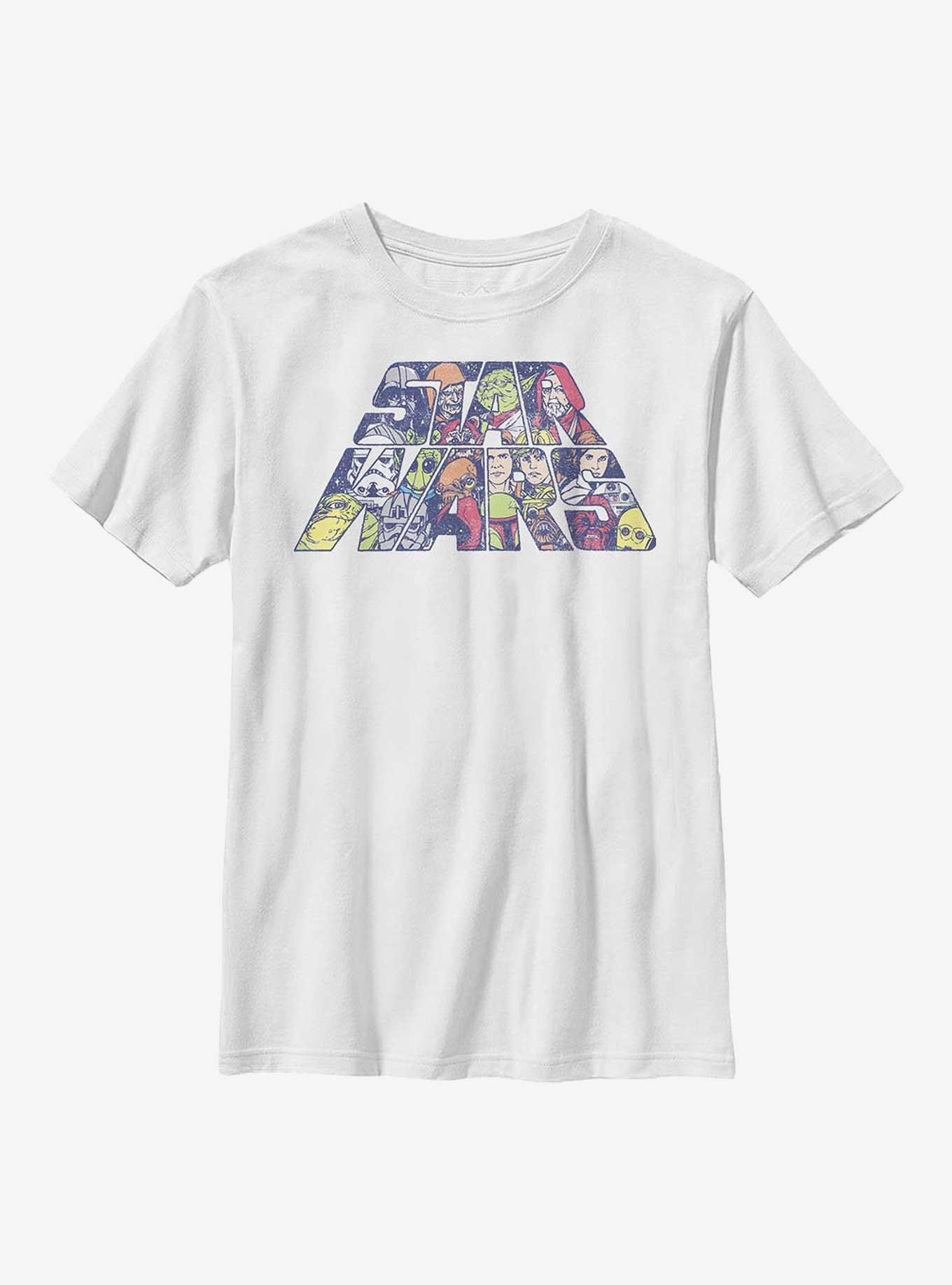 Star Wars Title Fill Characters Youth T-Shirt, WHITE, hi-res