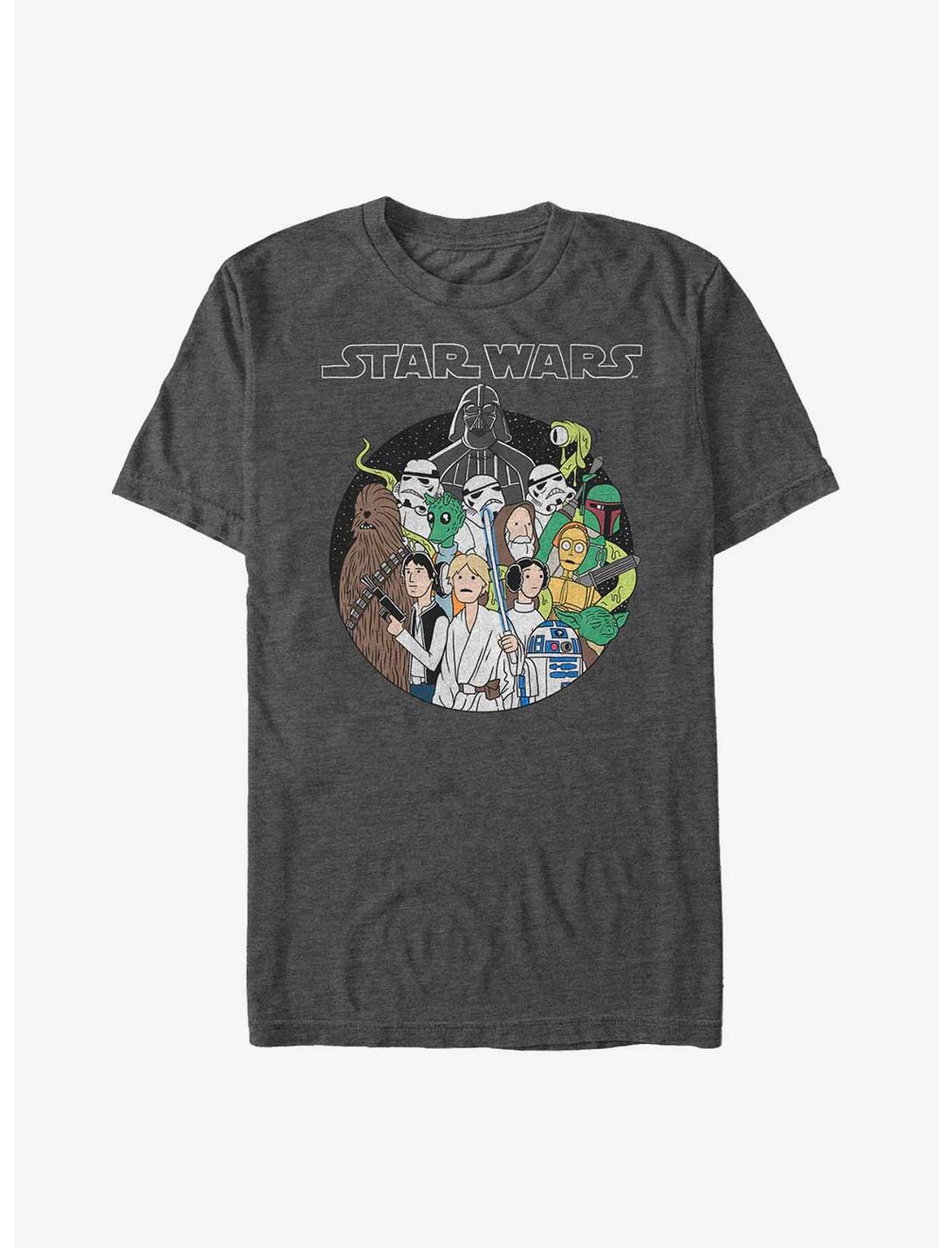Star Wars Simple Art Color Crew T-Shirt, CHAR HTR, hi-res