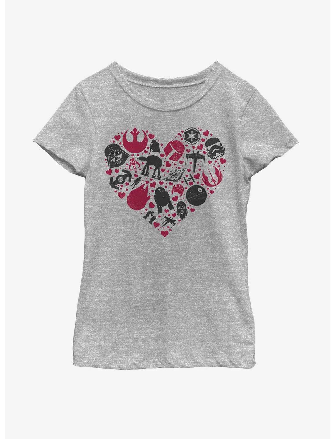 Star Wars Heart Icons Youth Girls T-Shirt, ATH HTR, hi-res