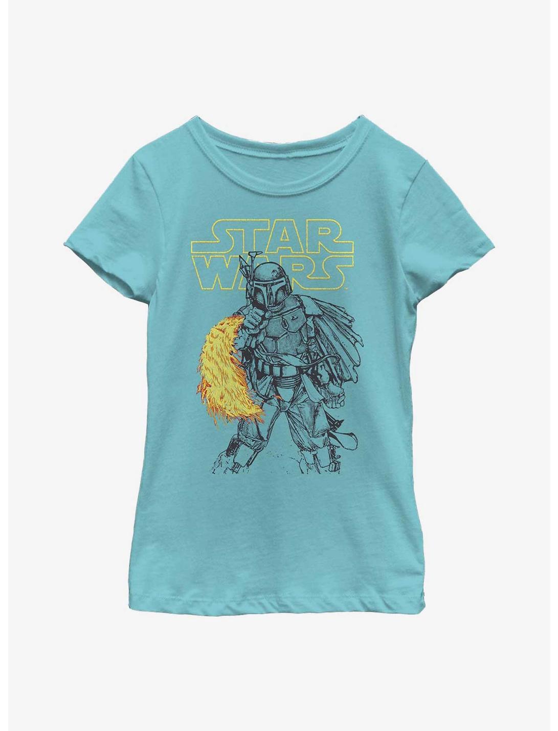 Star Wars Boba Fett Heat Thrower Youth Girls T-Shirt, TAHI BLUE, hi-res