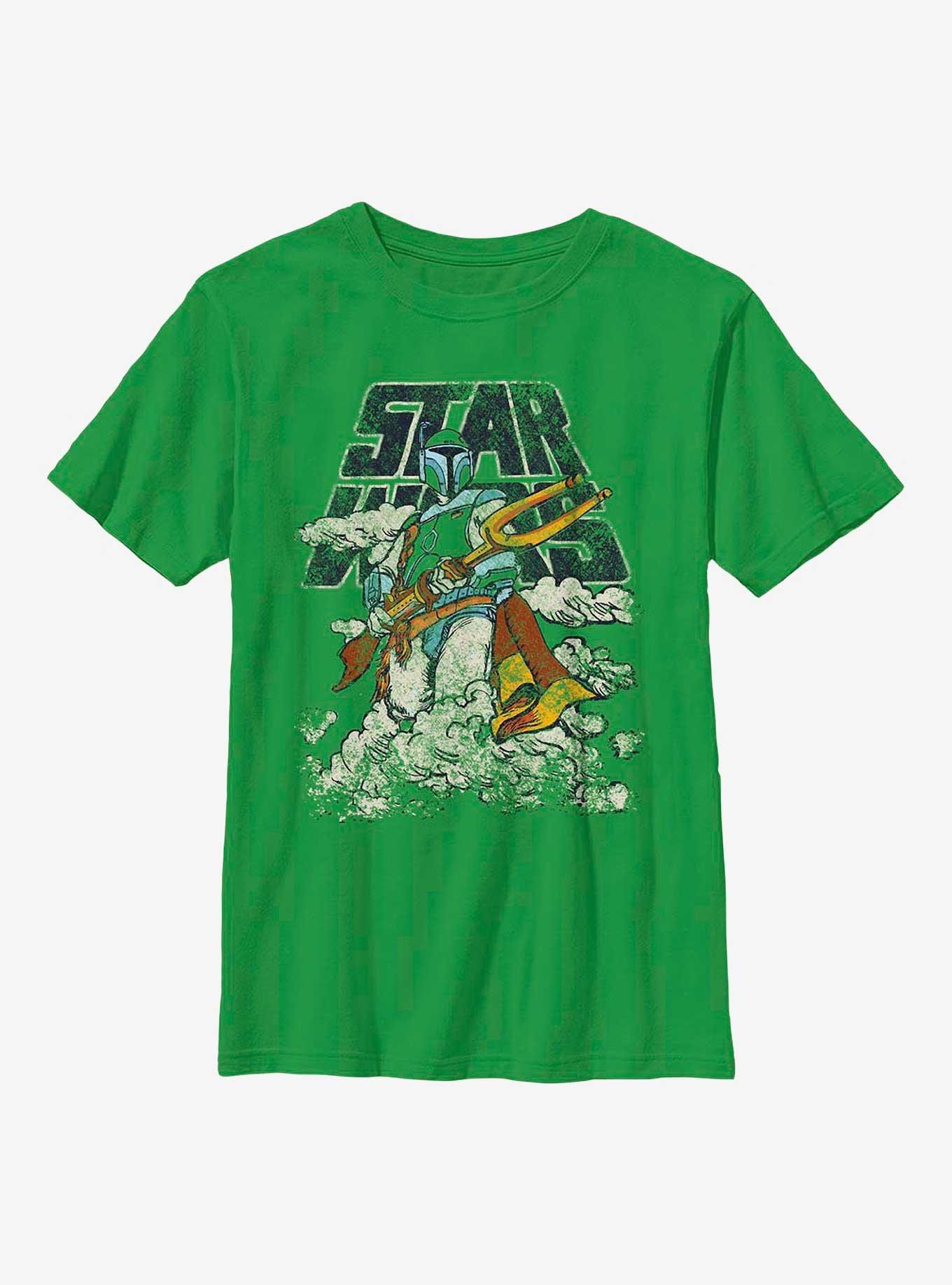 Star Wars Cloudy With A Chance Of Boba Fett Youth T-Shirt, KELLY, hi-res