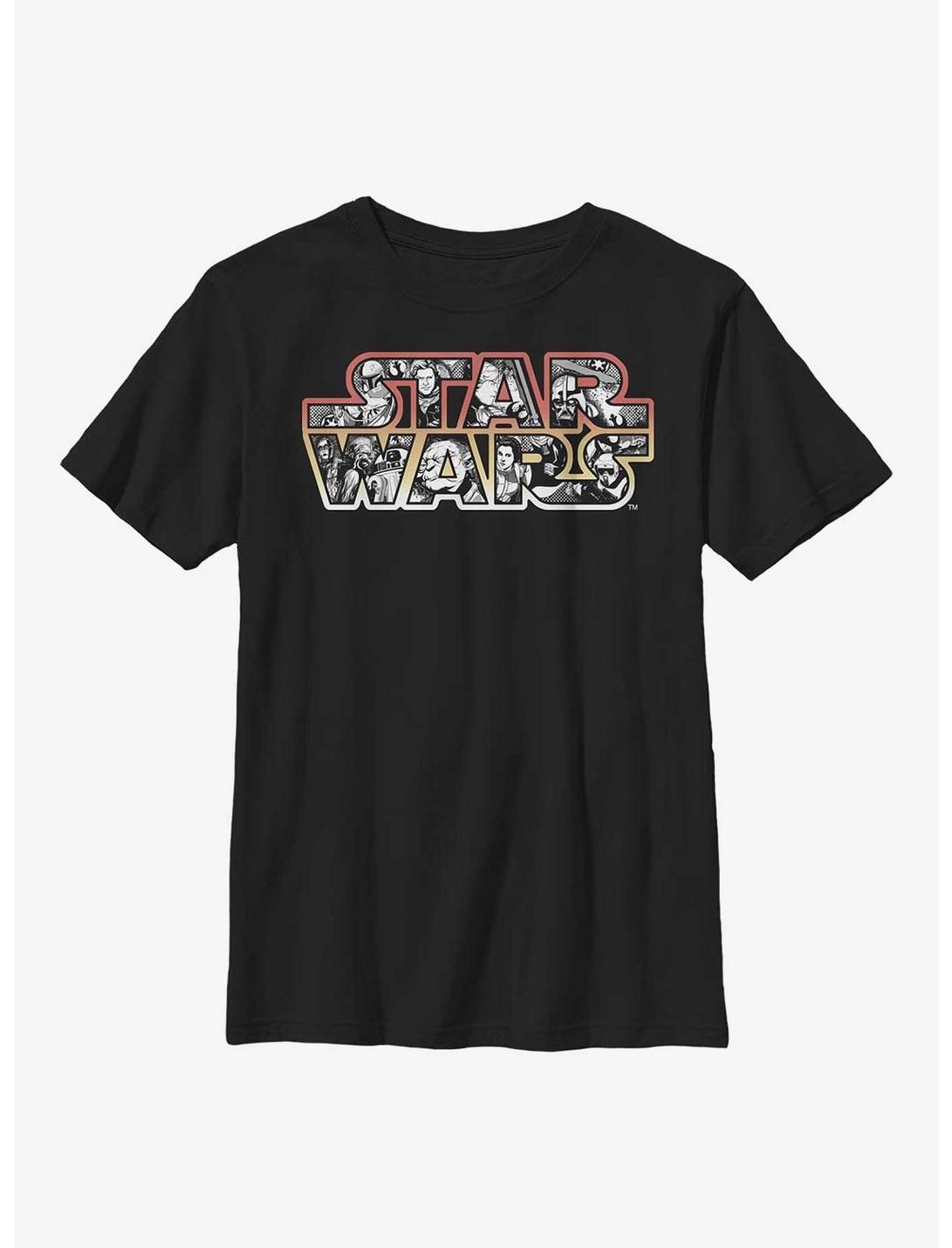 Star Wars Comic Logo Fill Youth T-Shirt, BLACK, hi-res