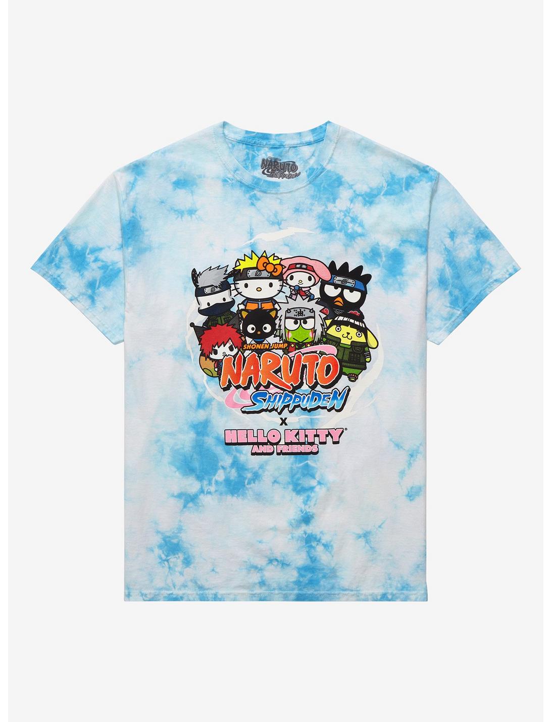 Naruto Shippuden X Hello Kitty And Friends Group Tie-Dye T-Shirt, BLUE, hi-res