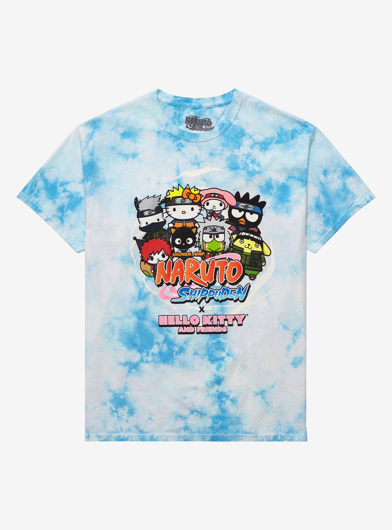 Naruto Shippuden X Hello Kitty And Friends Group Tie-Dye T-Shirt, BLUE, hi-res