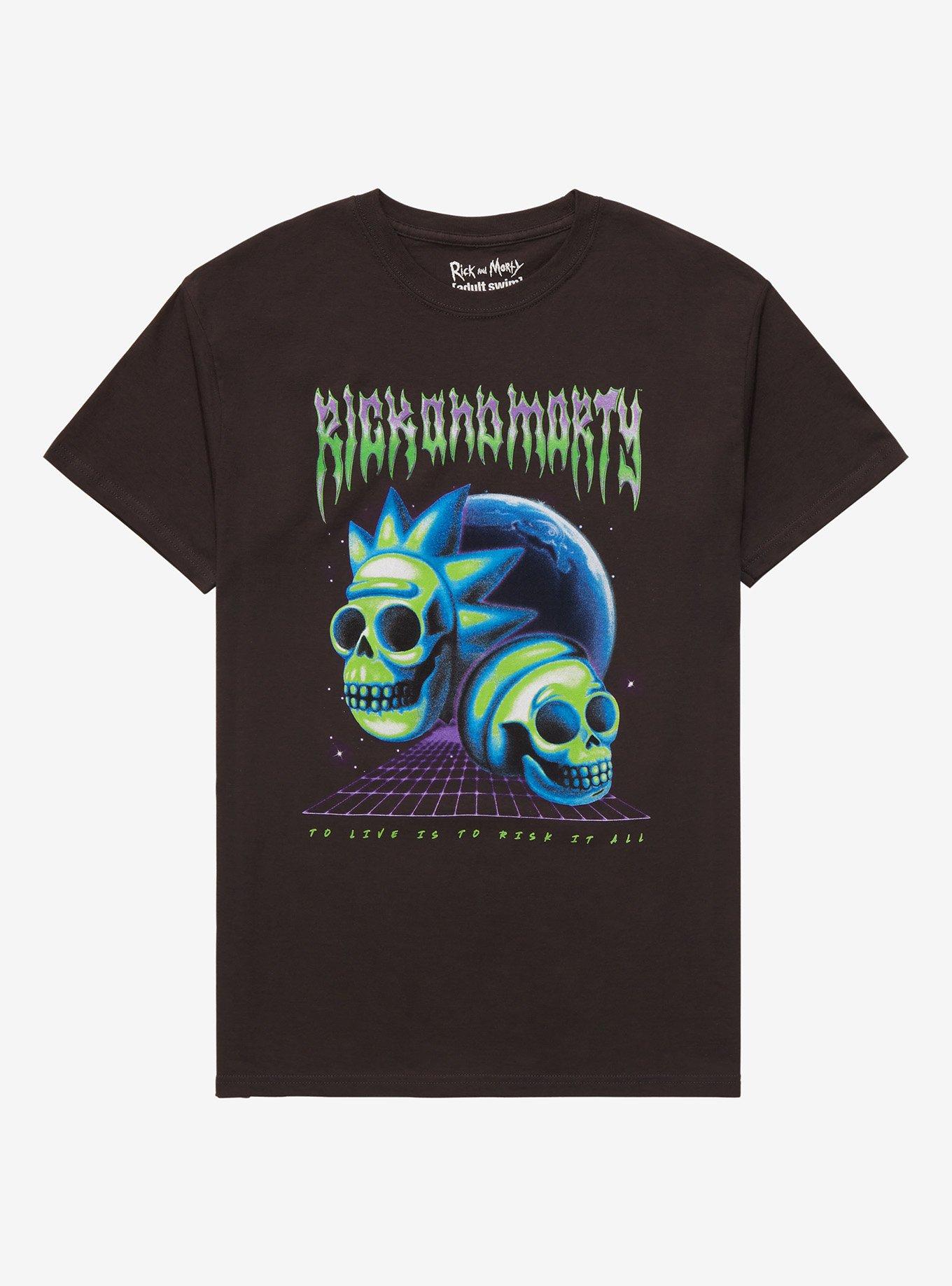 Rick And Morty Skulls T-Shirt, BLACK, hi-res