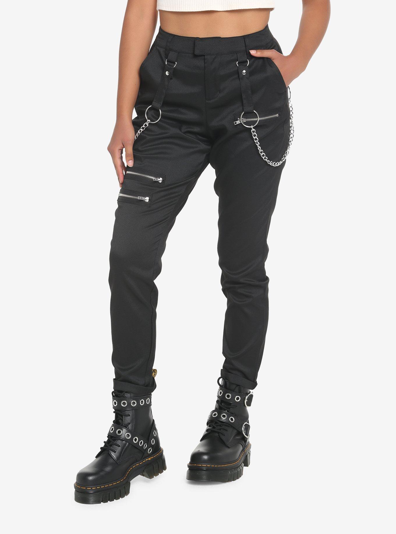 Black Chain Zipper Pants Hot Topic