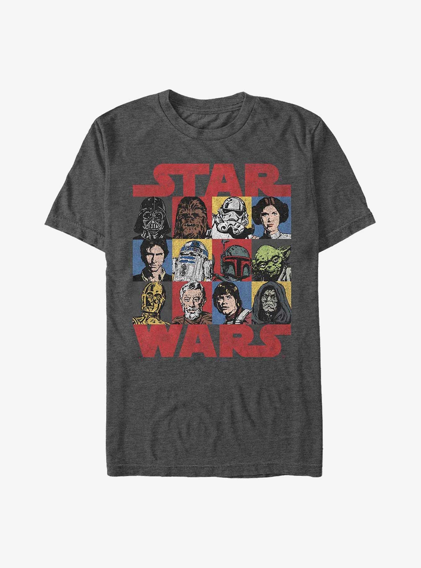 Star Wars Stars Group T-Shirt, CHAR HTR, hi-res
