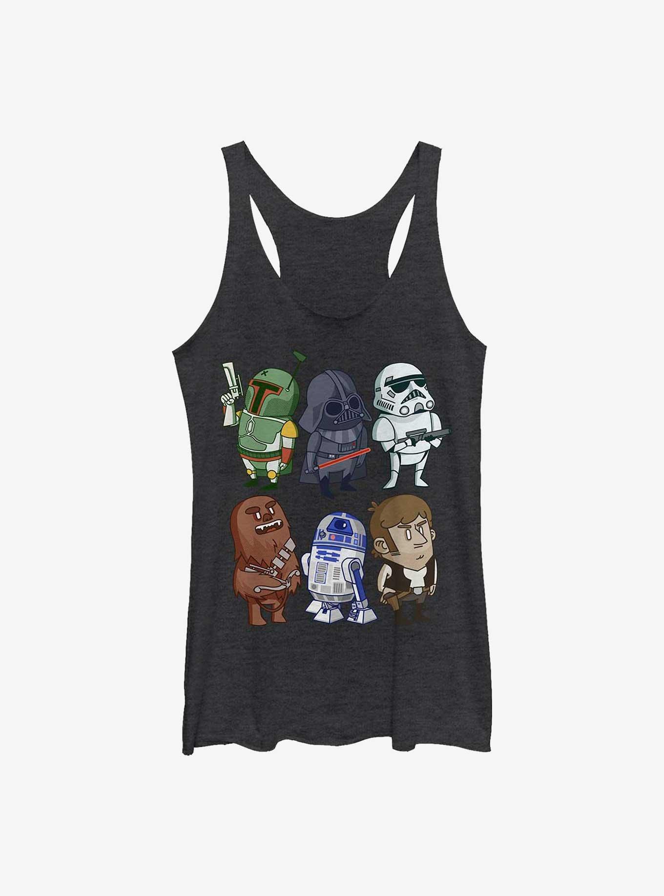 Star Wars Doodles Girl's Tank, BLK HTR, hi-res