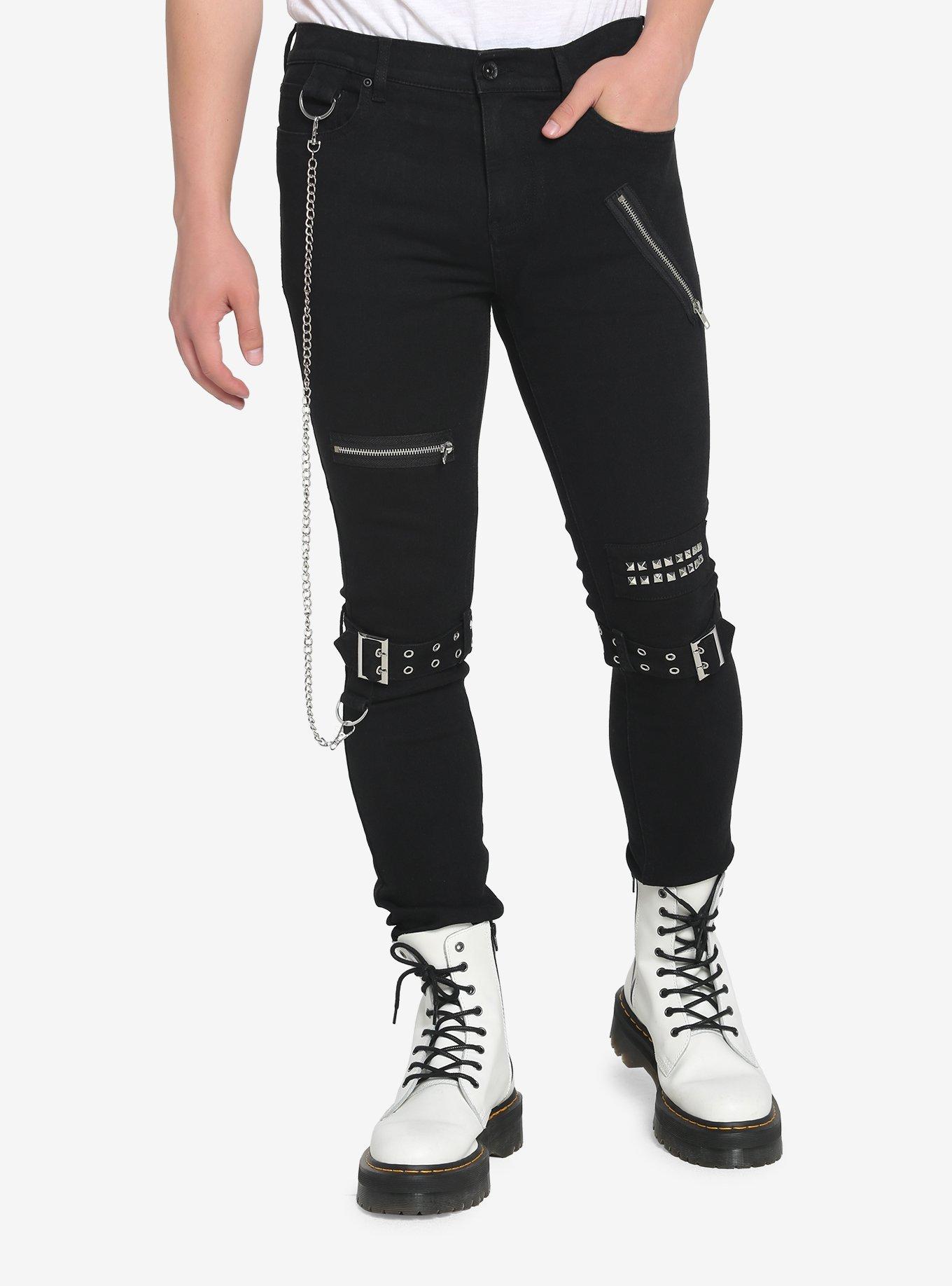 Rockstar Ready: Boys' Black Jeans with Cool Chain