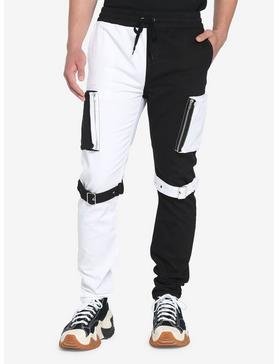 Black & White Split Jogger Pants, , hi-res