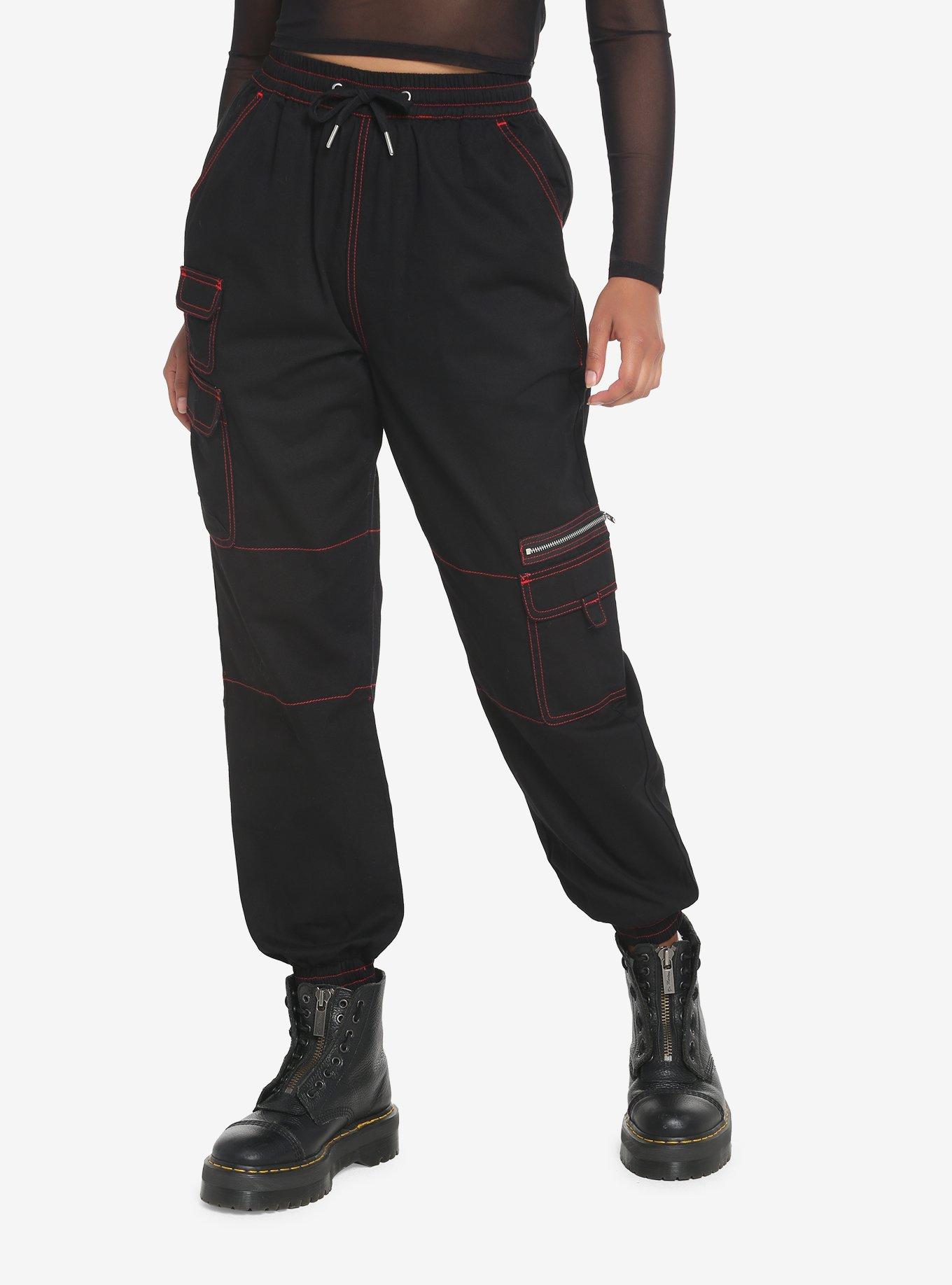 red baggy pants