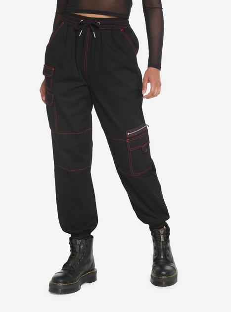 Black & Red Cargo Jogger Pants | Hot Topic
