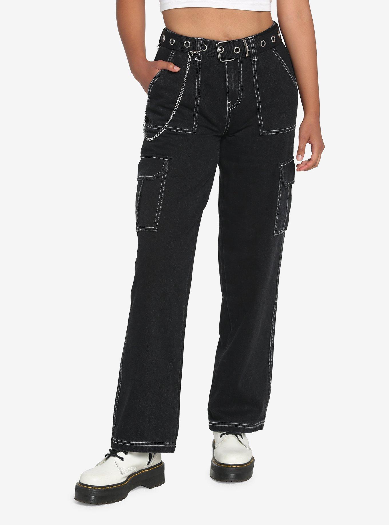 Hot Topic Black Side Chain Button Flare Pants Plus