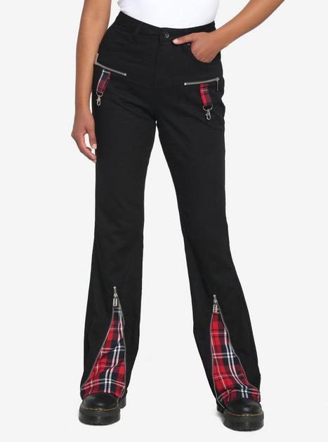 Black Plaid Zipper Leg Pants | Hot Topic