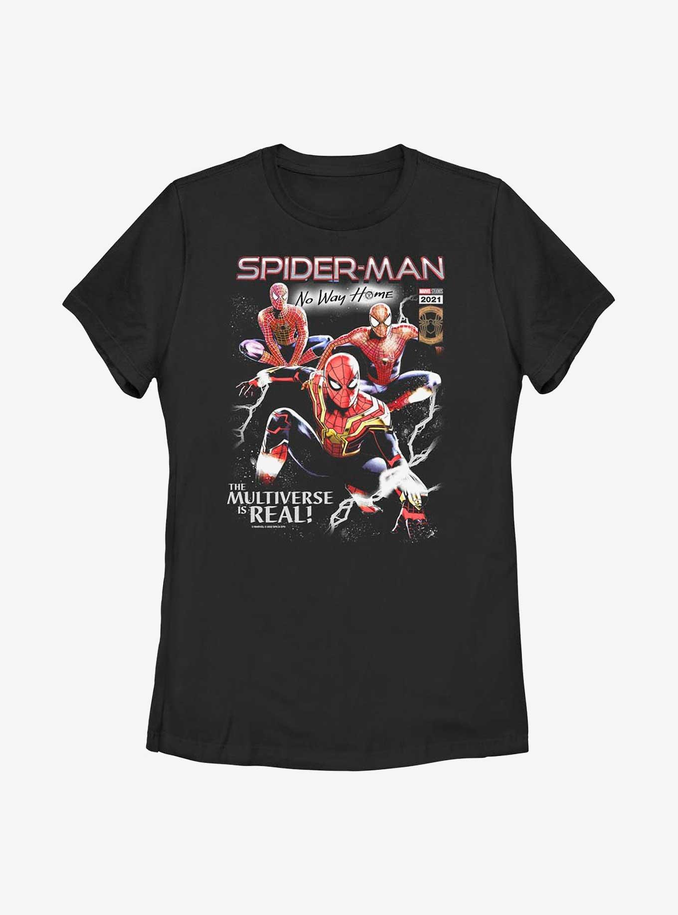 Marvel Spider-Man Multiverse Is Real Womens T-Shirt, BLACK, hi-res view 1