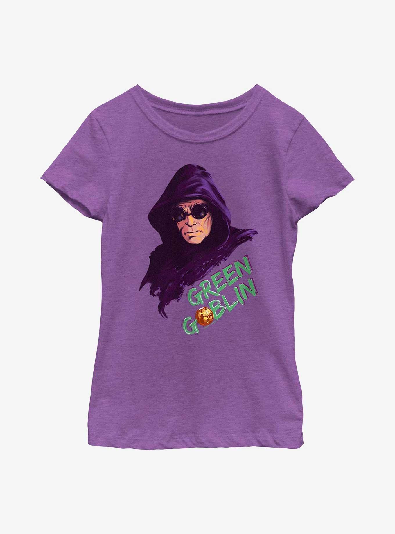 Marvel Spider-Man Hooded Goblin Youth Girls T-Shirt, PURPLE BERRY, hi-res view 1
