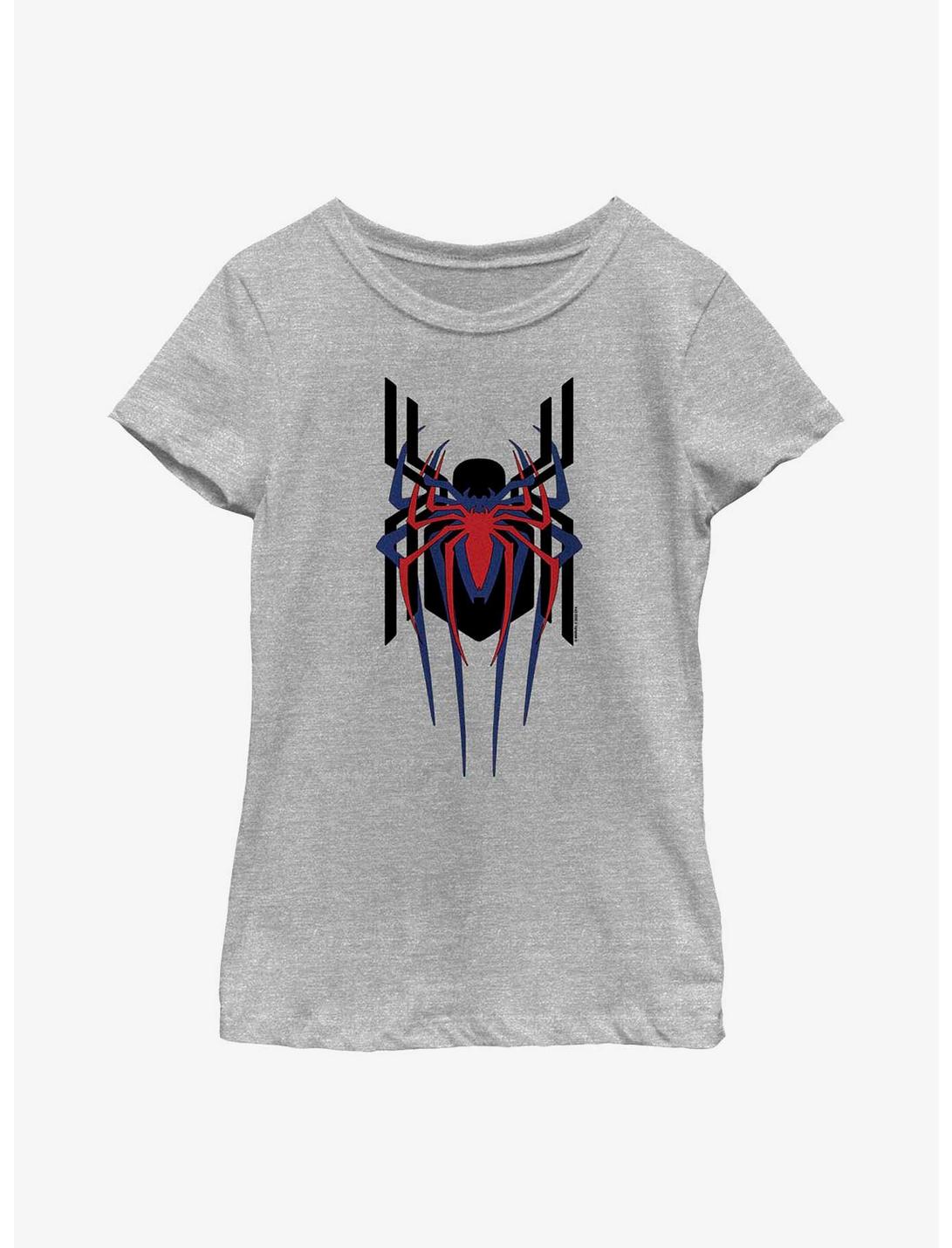 Marvel Spider-Man Triple Emblem Stacked Youth Girls T-Shirt, ATH HTR, hi-res