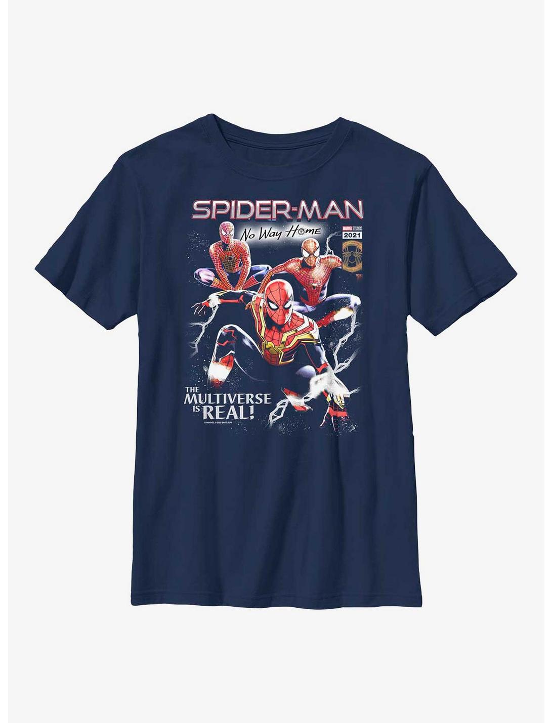 Marvel Spider-Man Multiverse Is Real Youth T-Shirt, NAVY, hi-res