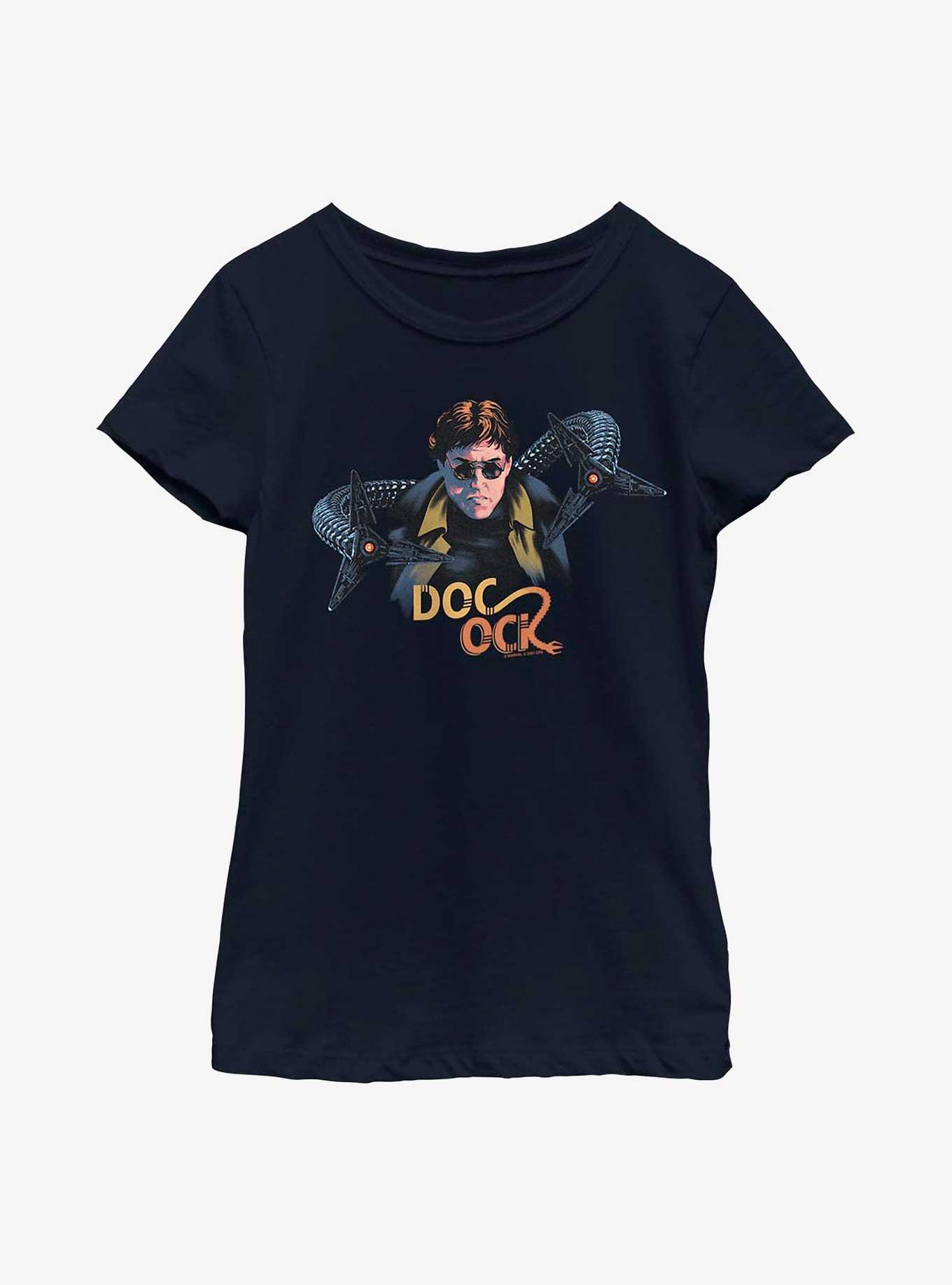 Marvel Spider-Man Doc Ock Portrait Youth Girls T-Shirt, NAVY, hi-res