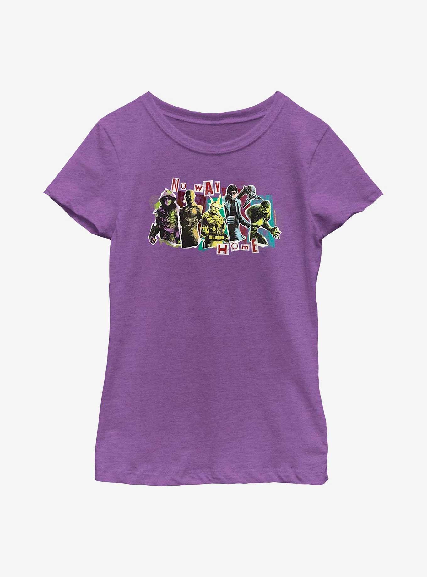 Marvel Spider-Man No Way Home Villains Panel Youth Girls T-Shirt, PURPLE BERRY, hi-res