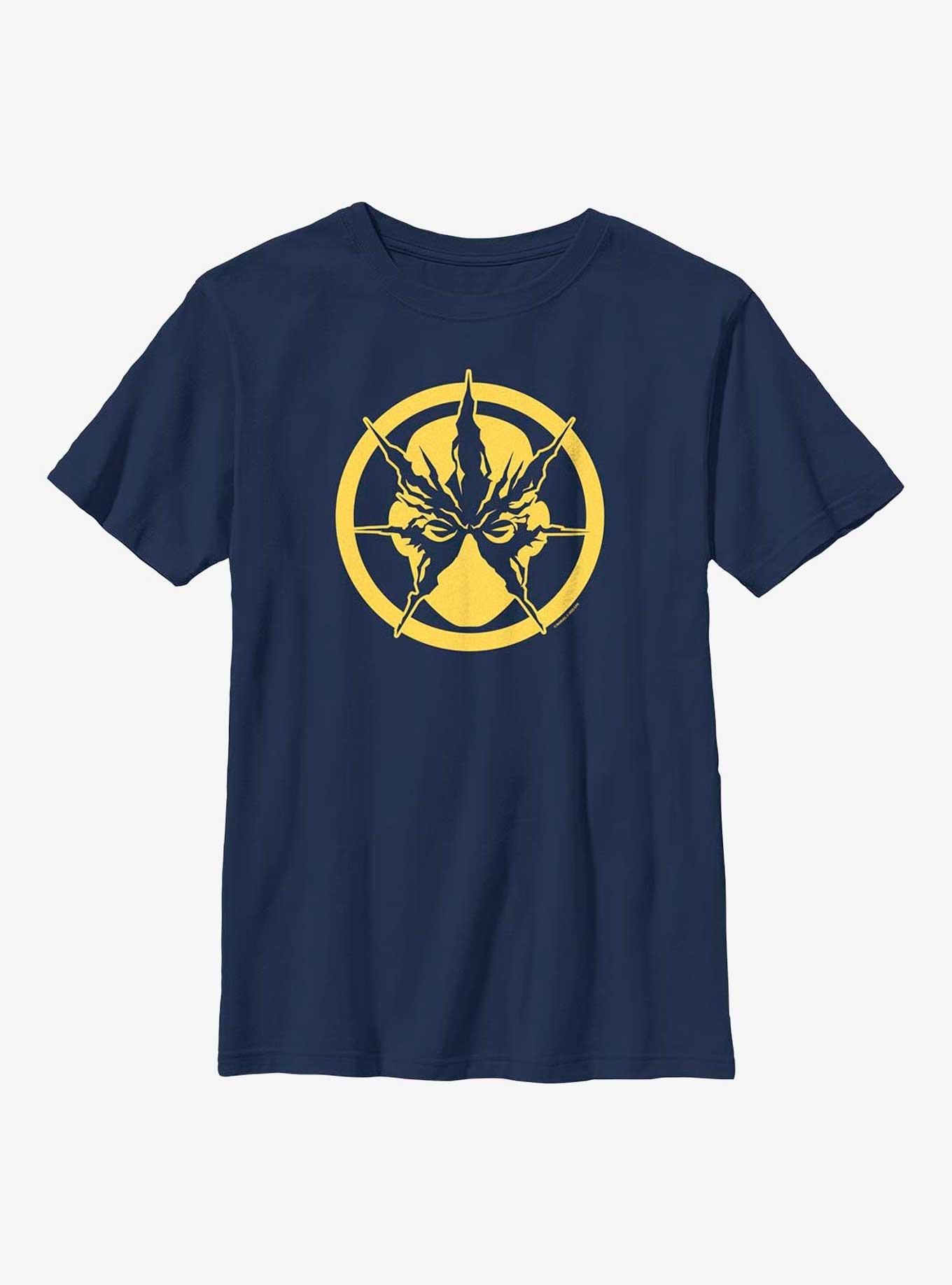Marvel Spider-Man Electro Face Emblem Youth T-Shirt, NAVY, hi-res