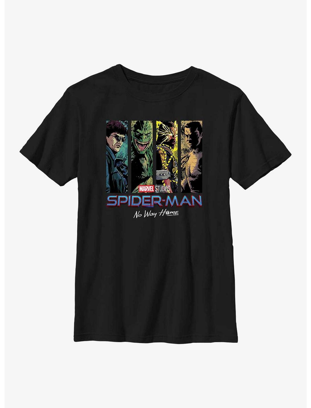 Marvel Spider-Man Villain Panels Youth T-Shirt, BLACK, hi-res