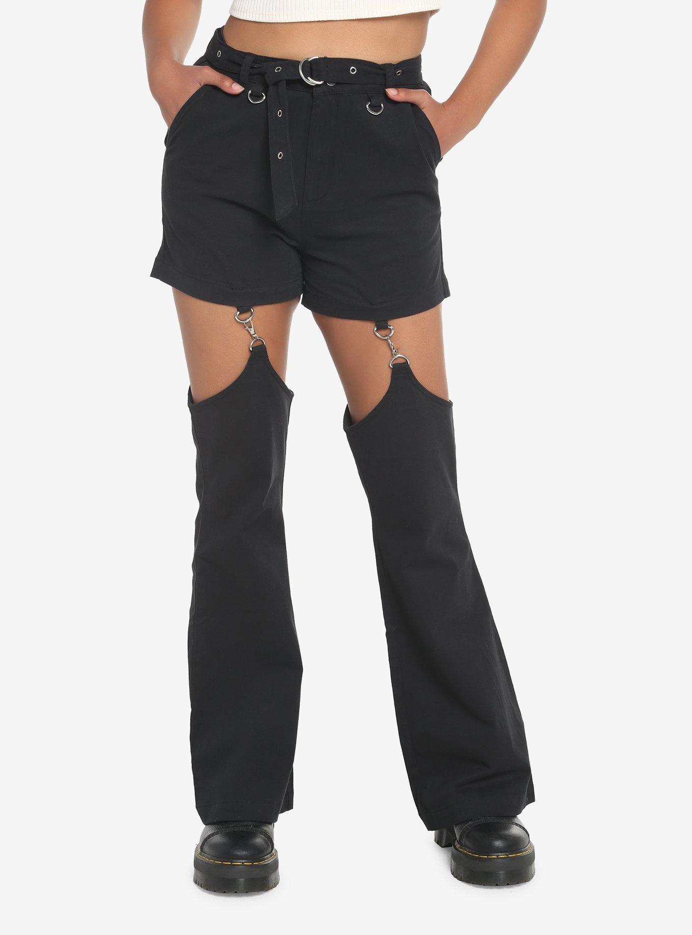 Black Garter Flare Pants Hot Topic