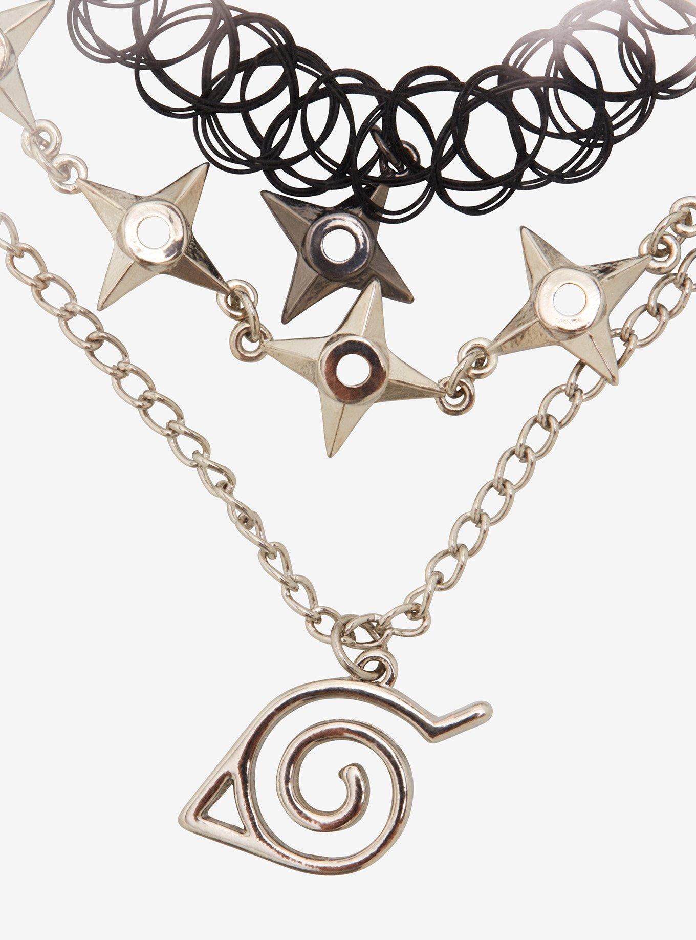 Naruto Shippuden Shuriken Leaf Symbol Necklace Set, , hi-res