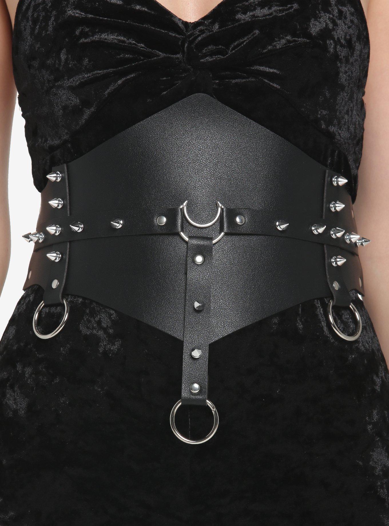 Black Spiked Moon Corset, BLACK, hi-res