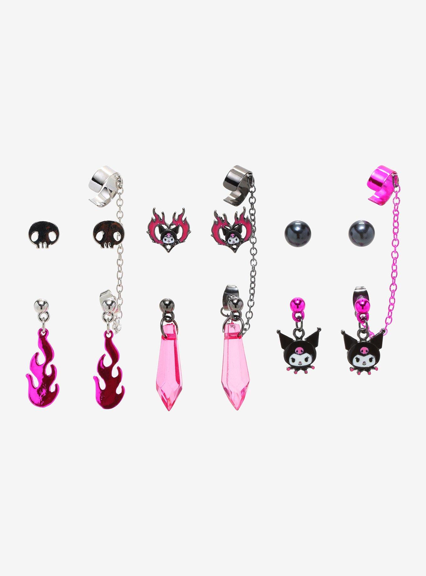 Kuromi Skull Flame Cuff Earring Set, , hi-res