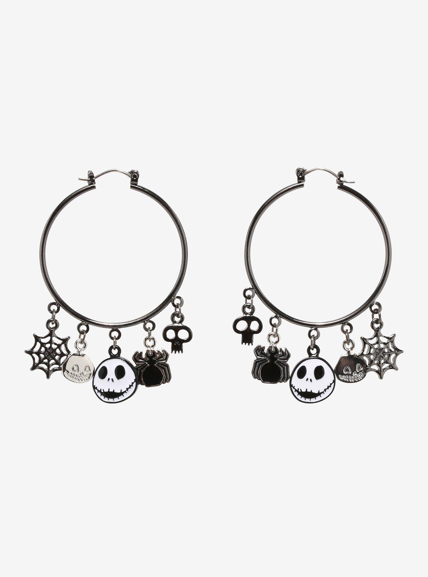 The Nightmare Before Christmas Jack Charms Hoop Earrings, , hi-res
