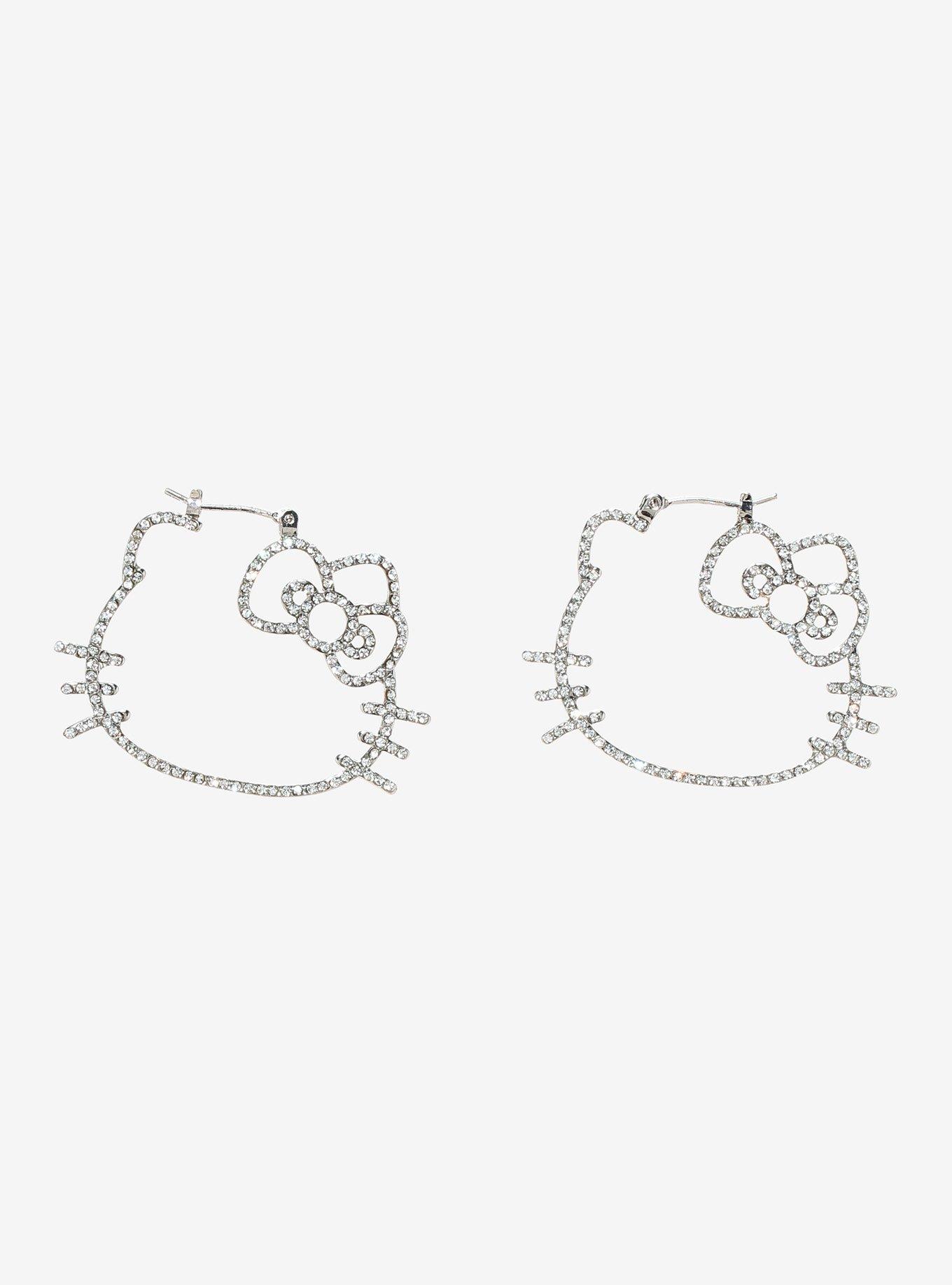 Hello Kitty Bling Outline Hoop Earrings, , hi-res