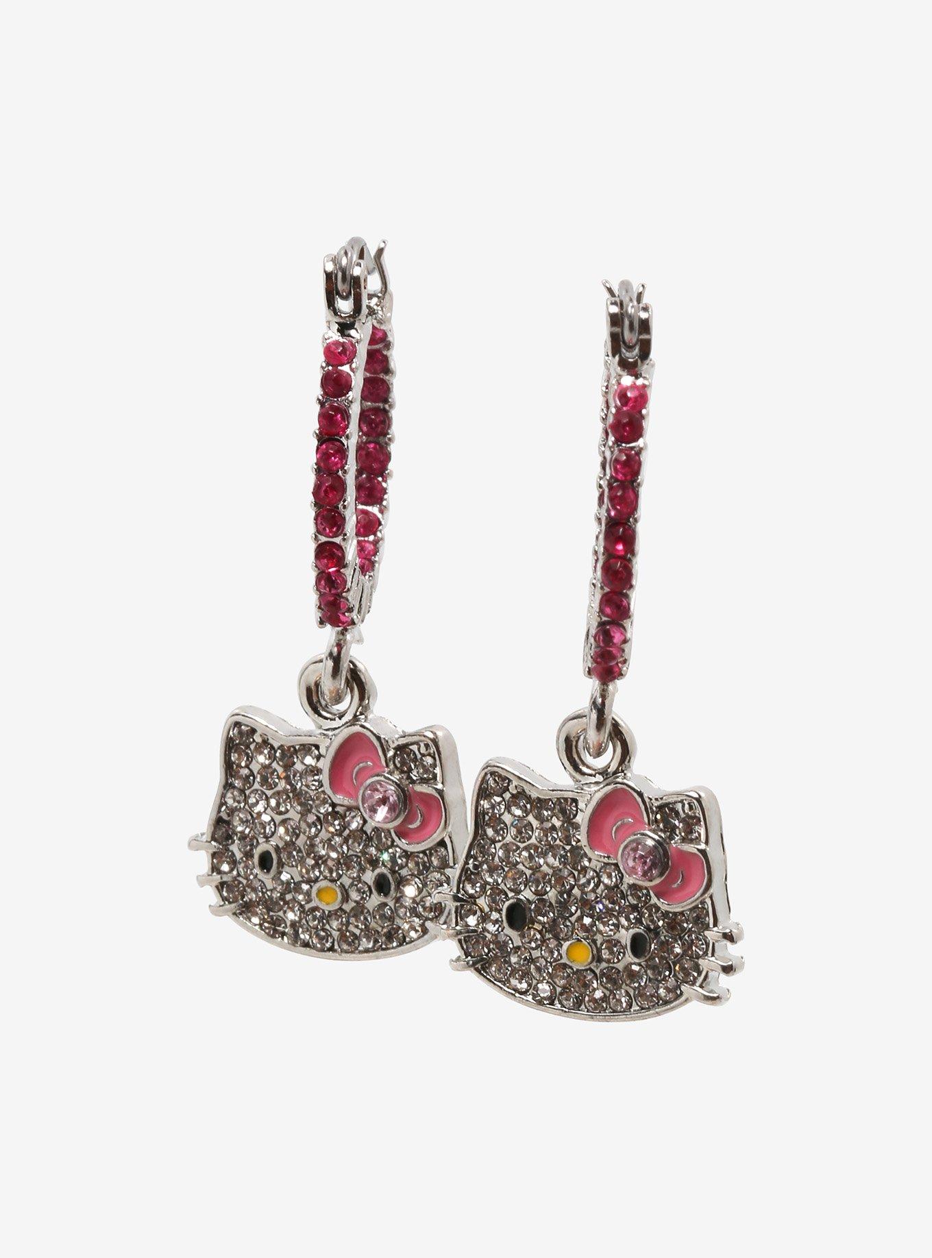 Hello Kitty Bling Drop Earrings, Hot Topic